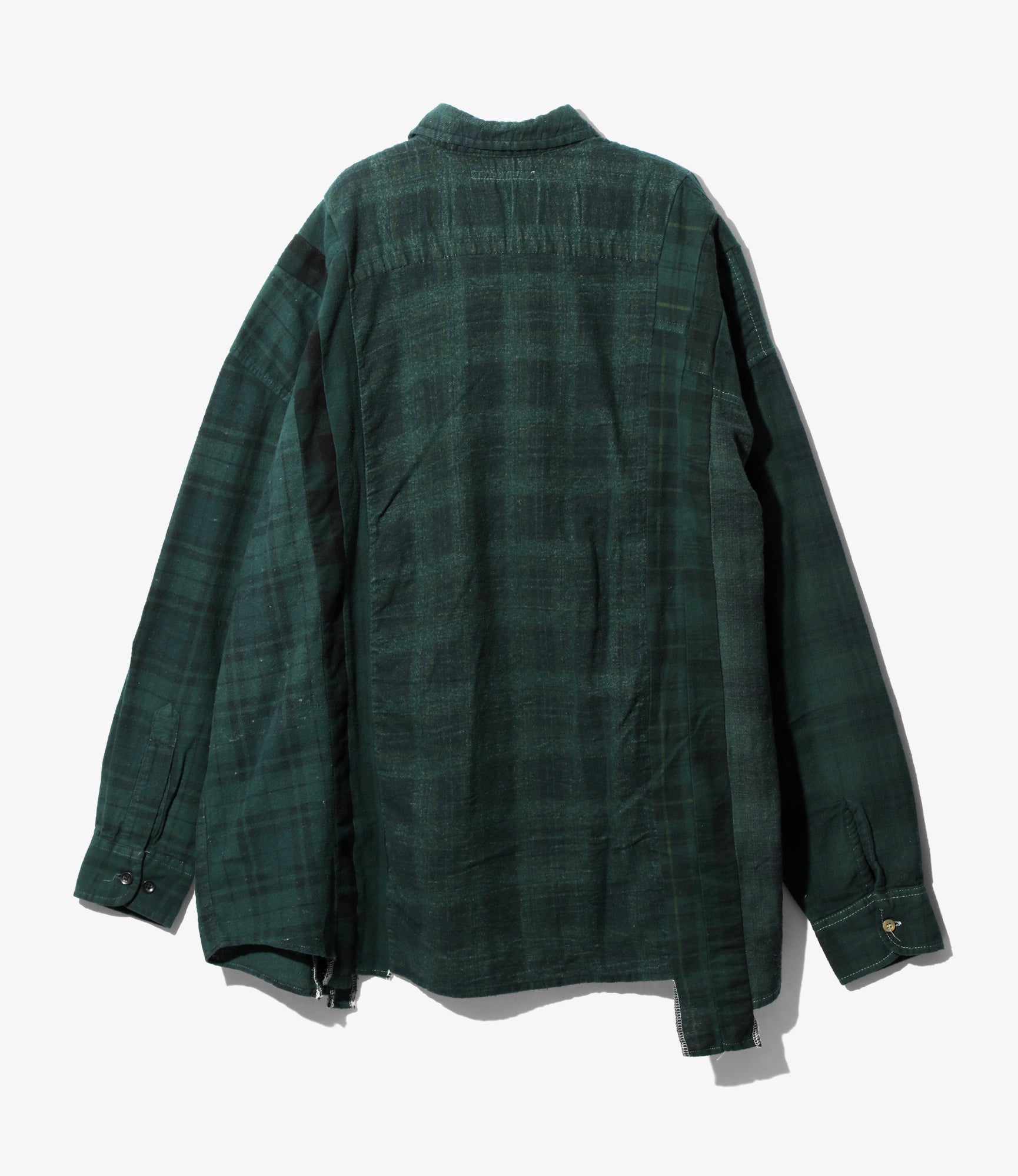 Flannel Shirt -> 7 Cuts Wide Shirt / Over Dye - Dk. Green