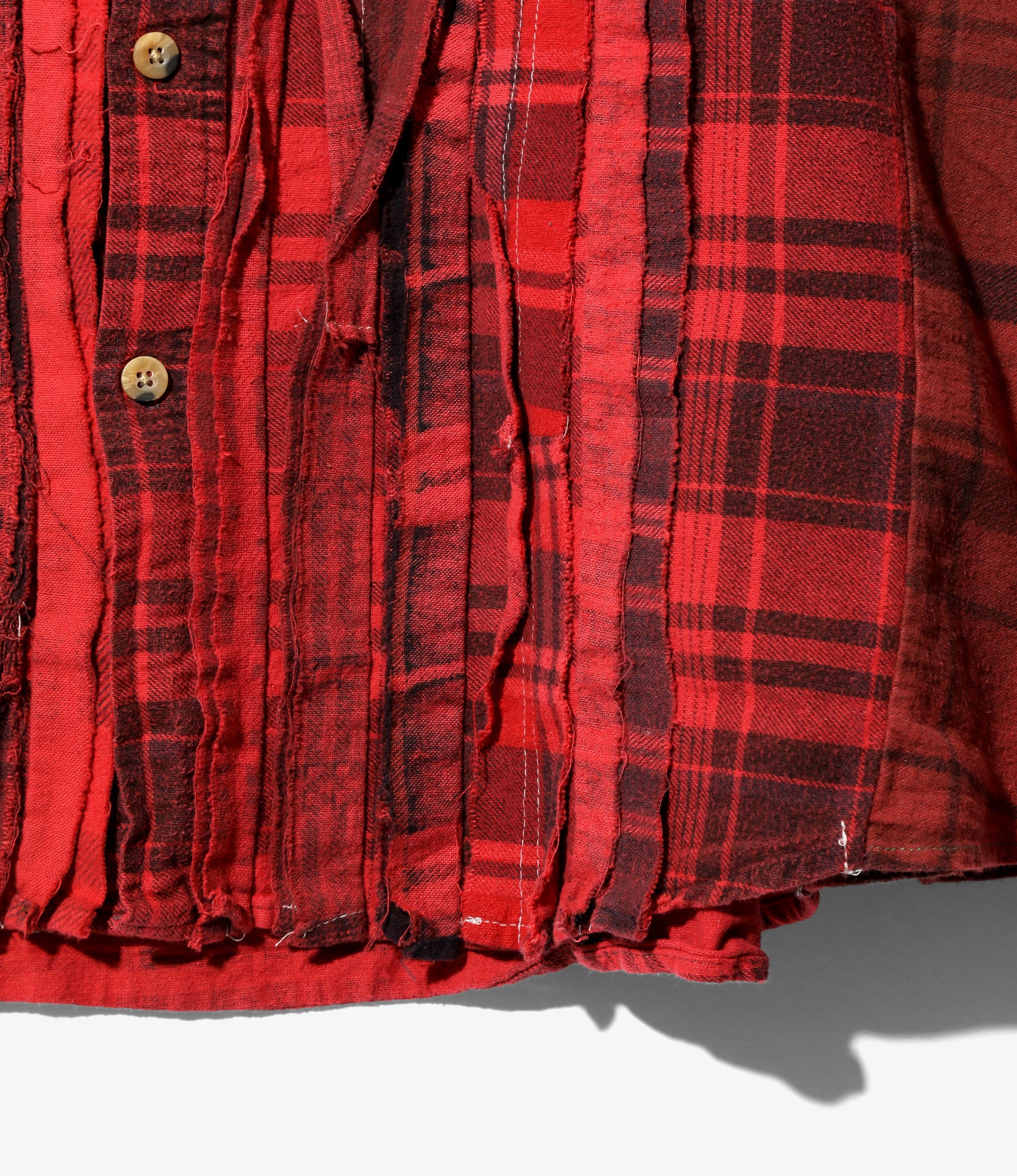 Flannel Shirt -> Ribbon Wide Shirt / Over Dye - Red