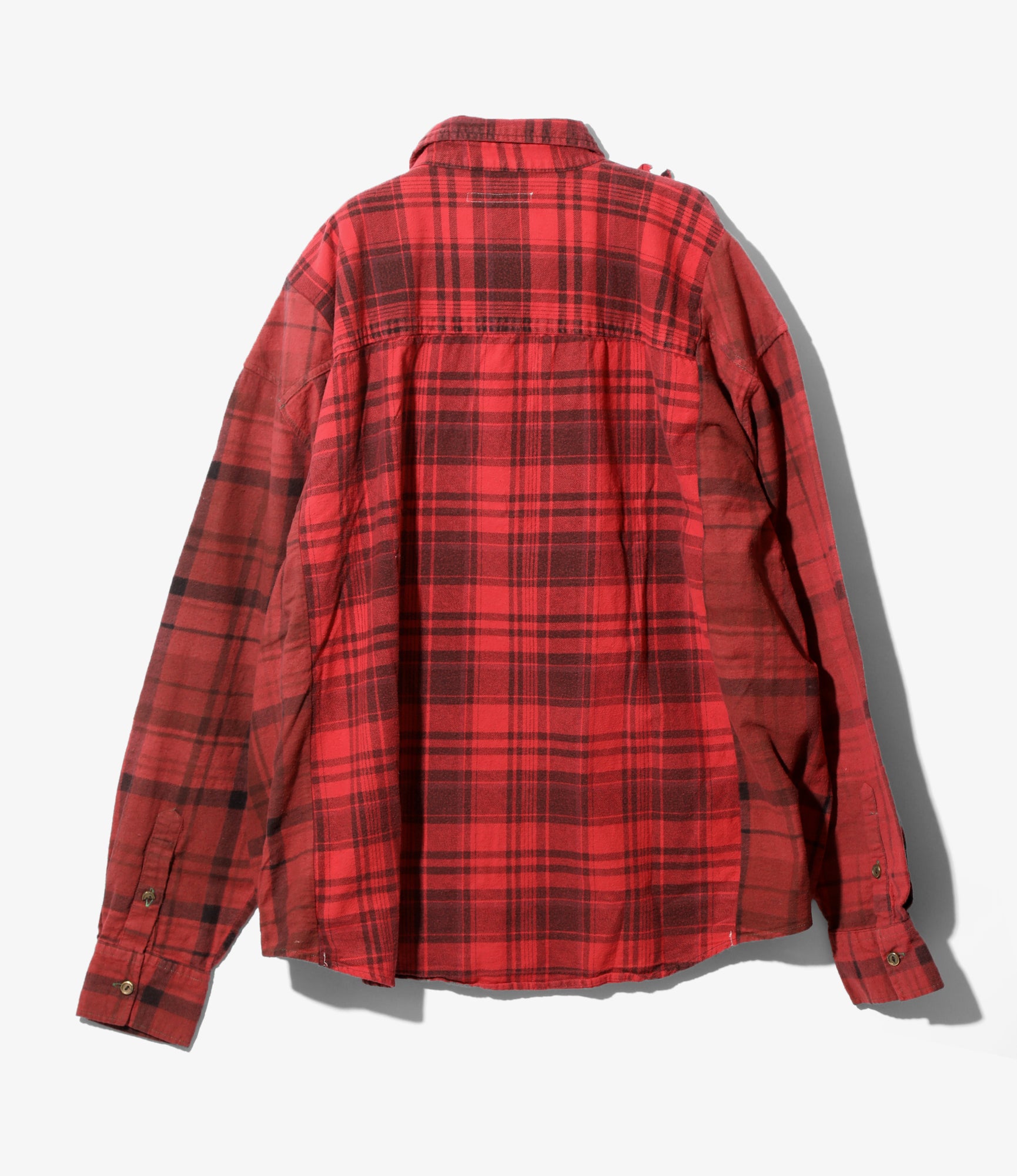 Flannel Shirt -> Ribbon Wide Shirt / Over Dye - Red