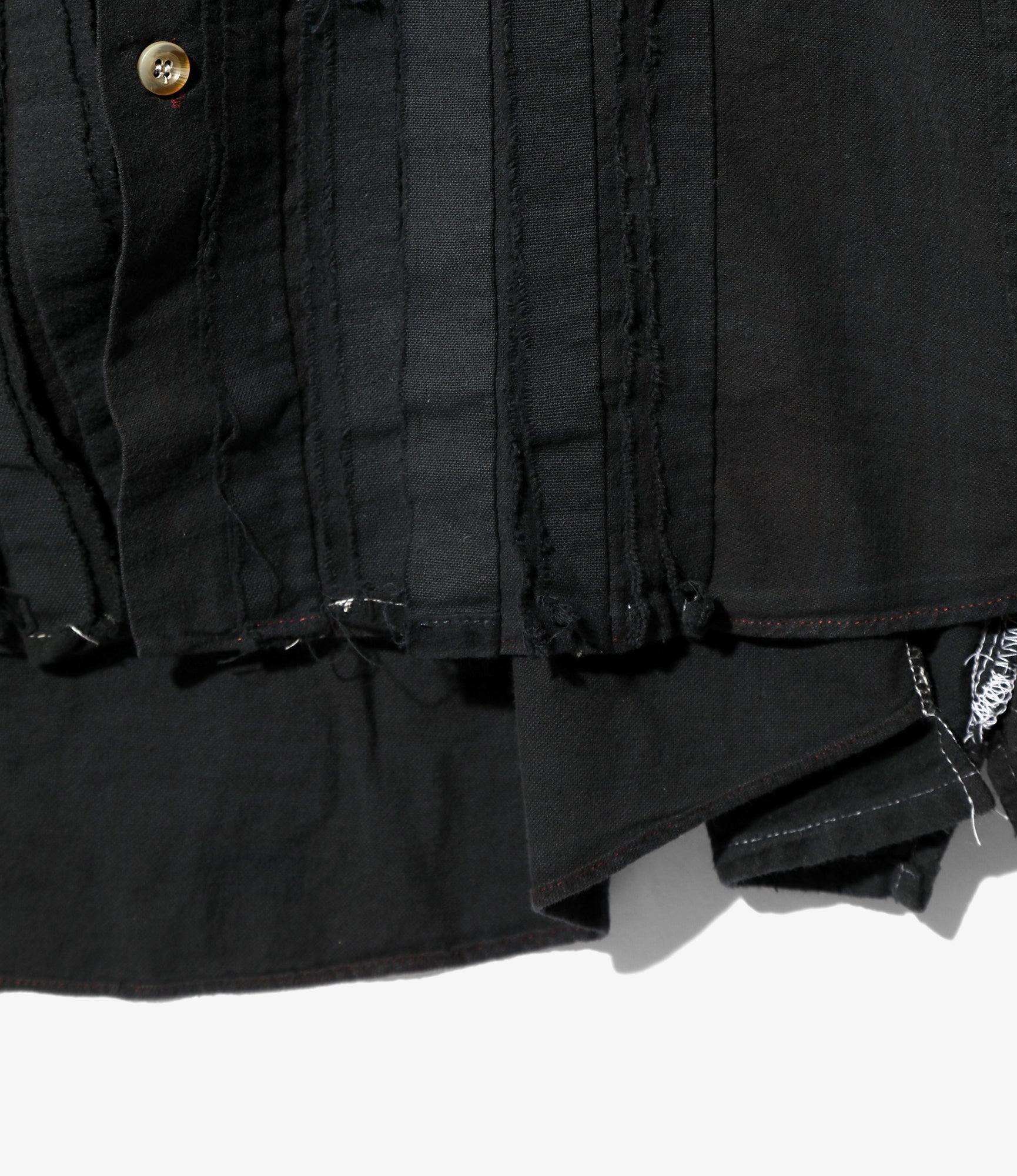 Flannel Shirt -> Ribbon Wide Shirt / Over Dye - Black