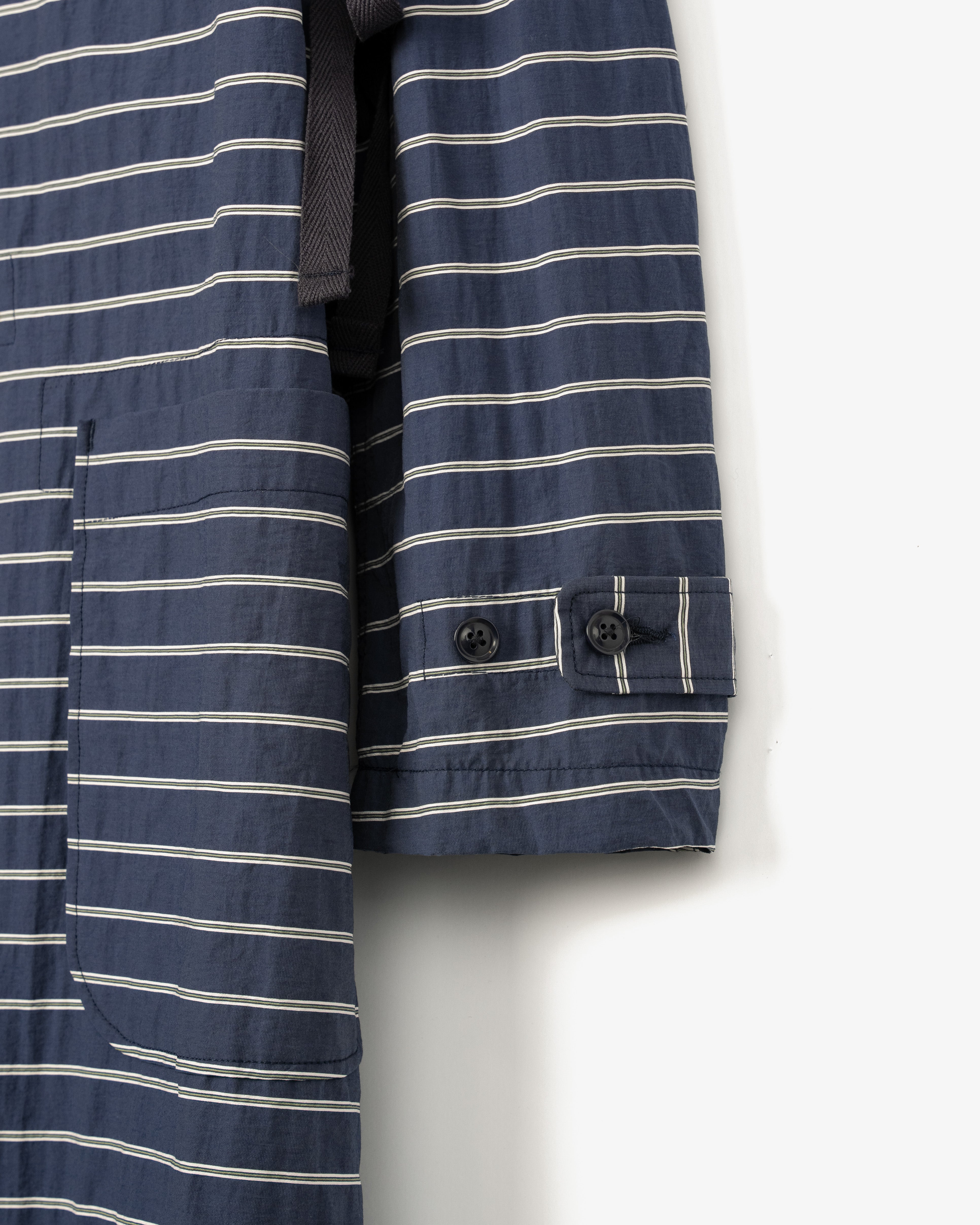 Women's Duffle Dress - Navy Narrow Stripe Viscose
