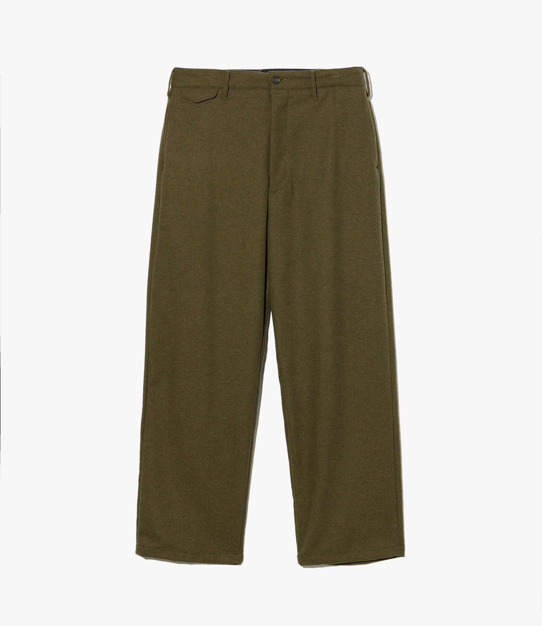 Officer Pant - Olive Poly Wool Heavy Flannel