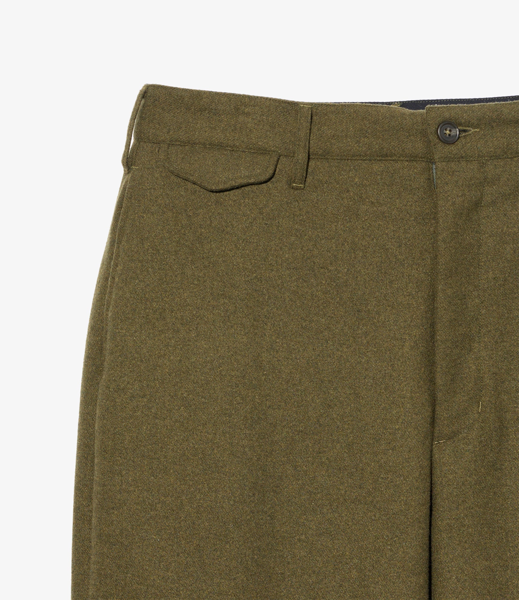 Officer Pant - Olive Poly Wool Heavy Flannel
