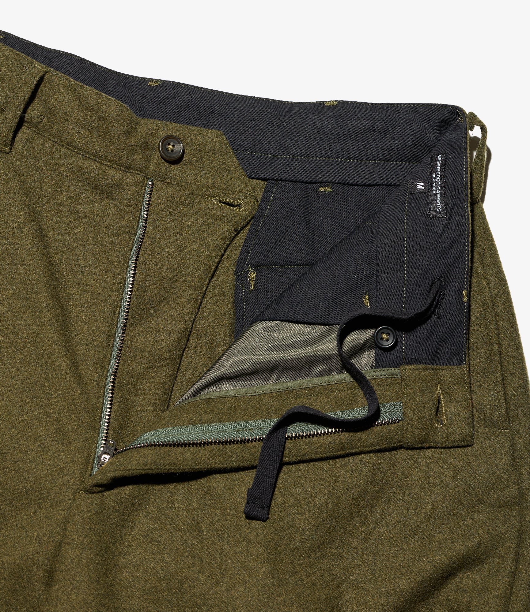 Officer Pant - Olive Poly Wool Heavy Flannel