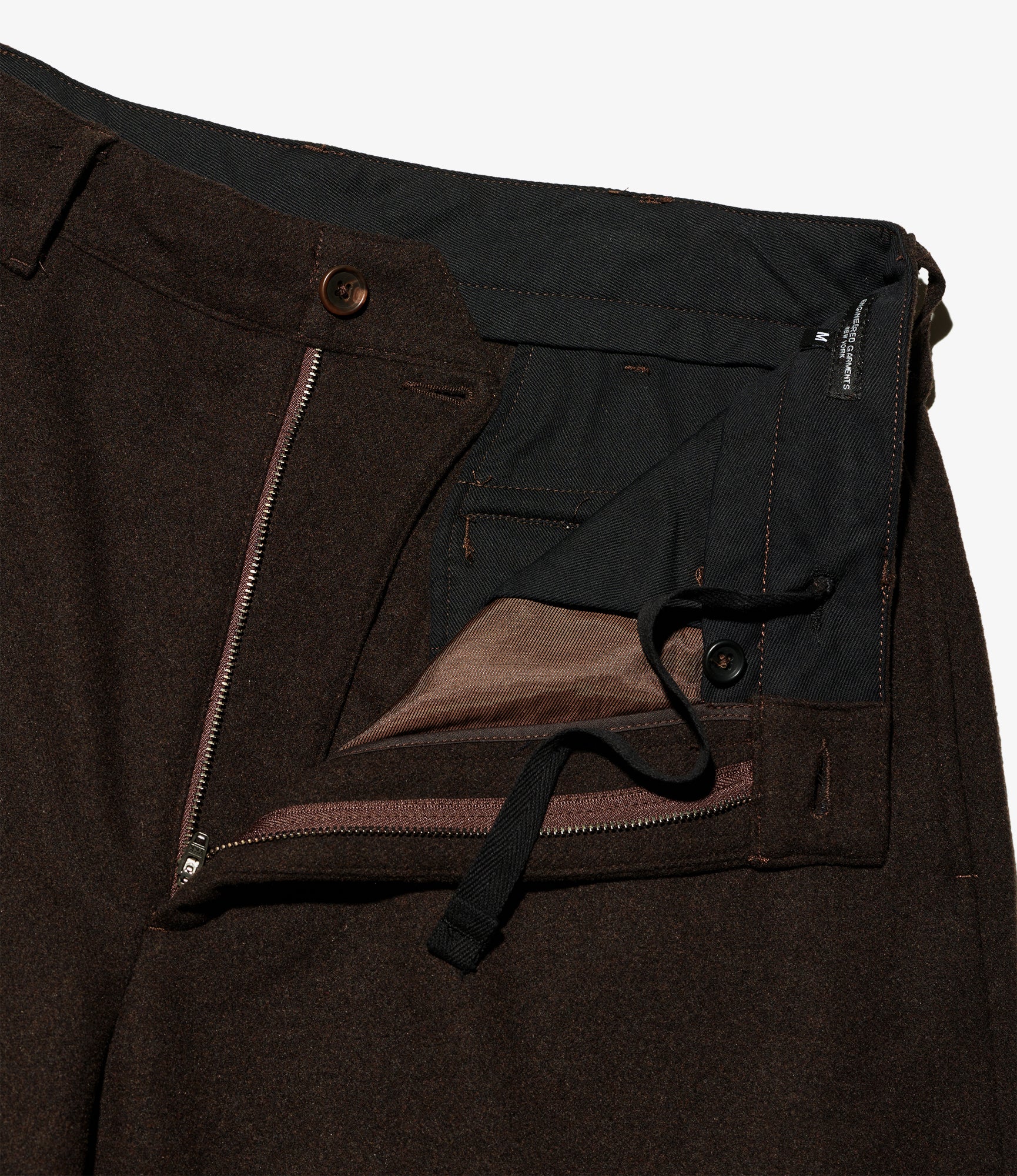 Officer Pant - Dk. Brown Poly Wool Heavy Flannel