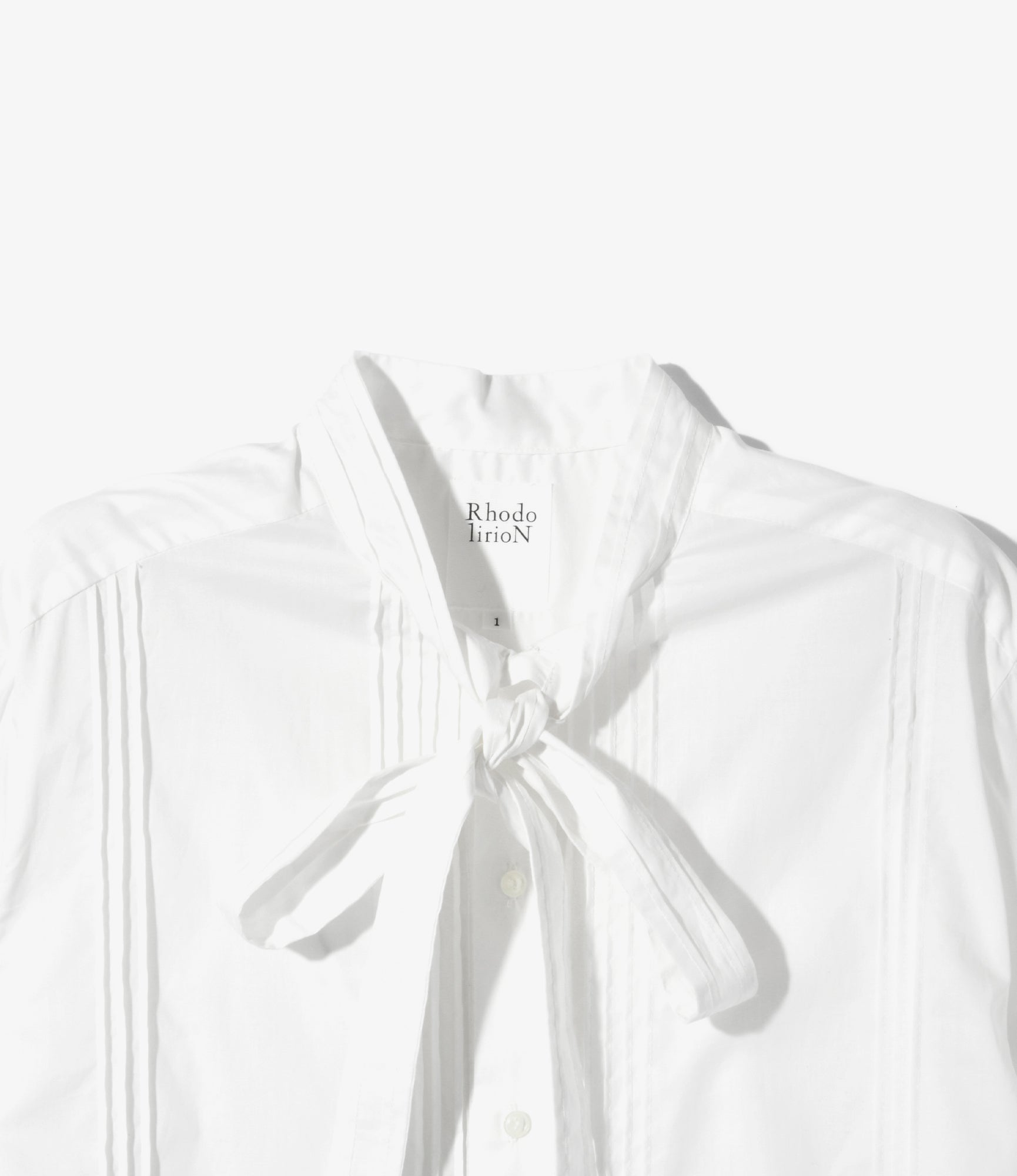 Women's Ribbon Tie Blouse - Off White - Solid＆Leopard