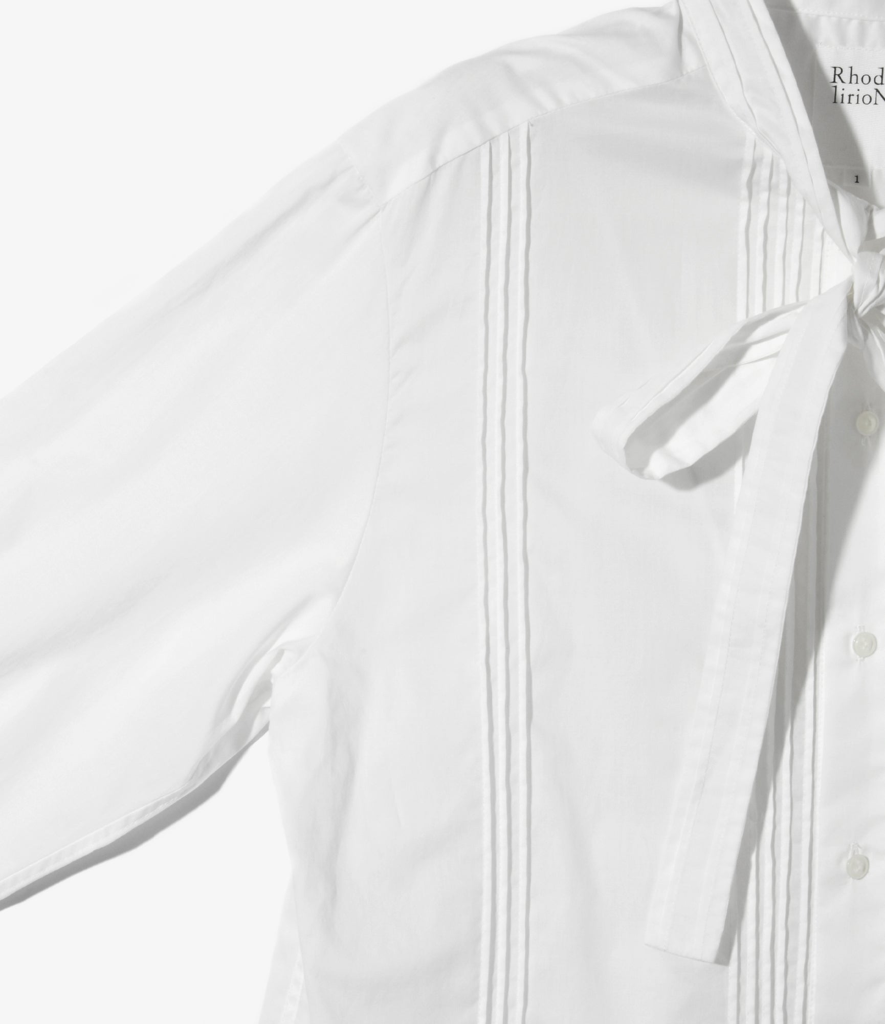 Women's Ribbon Tie Blouse - Off White - Solid＆Leopard