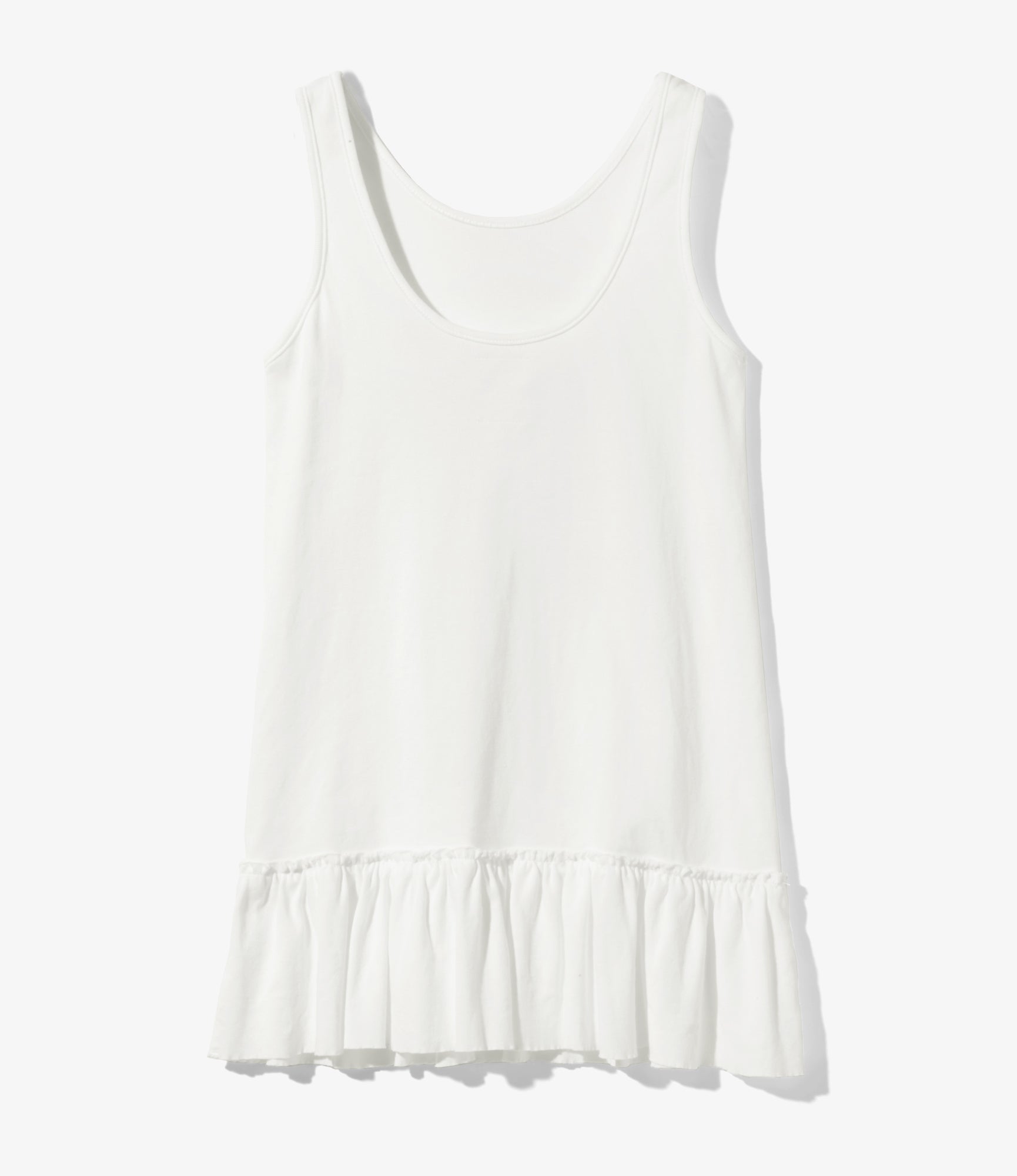 Women's Ribbed Frill Tank Top - White