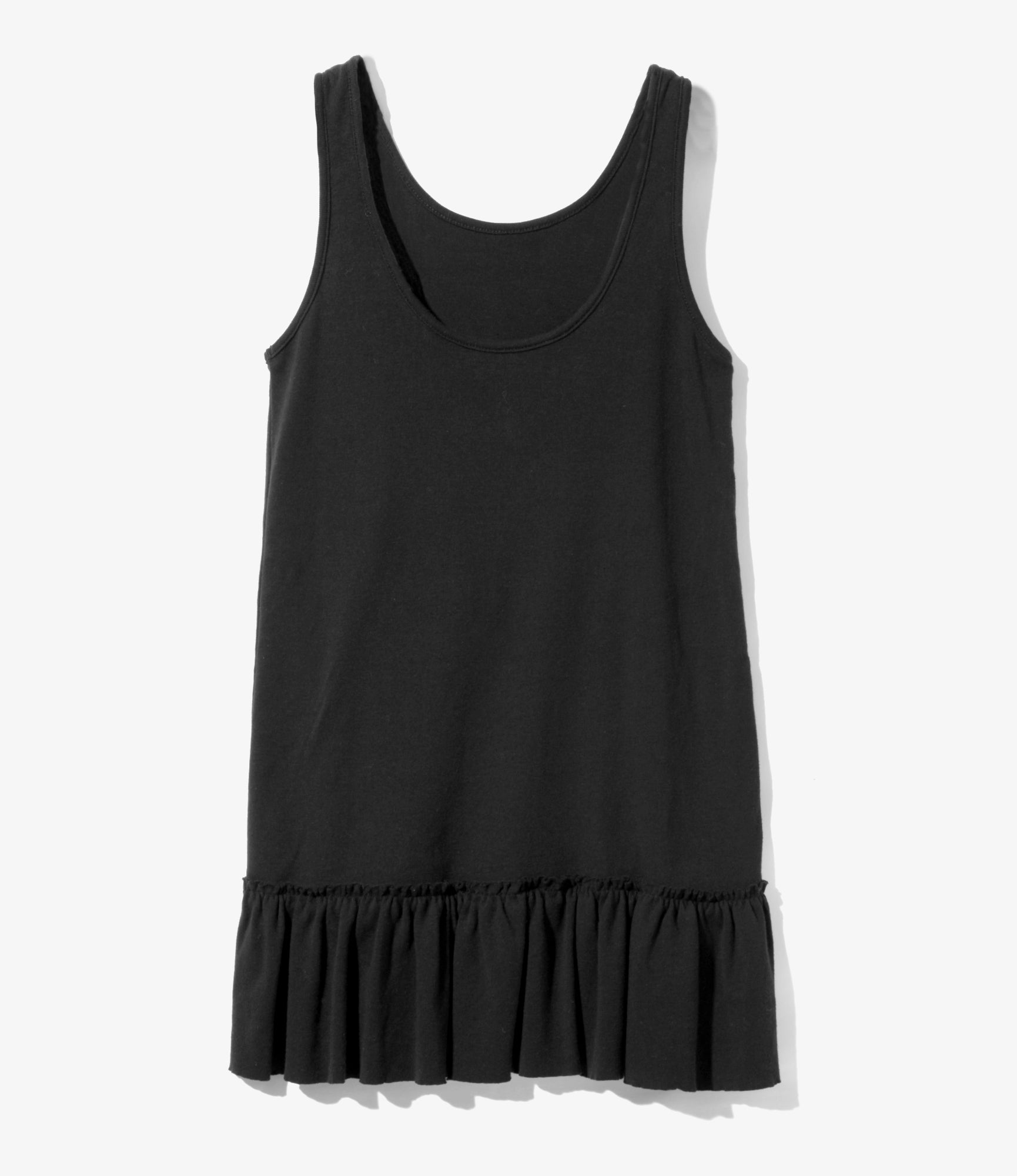 Women's Ribbed Frill Tank Top - Black