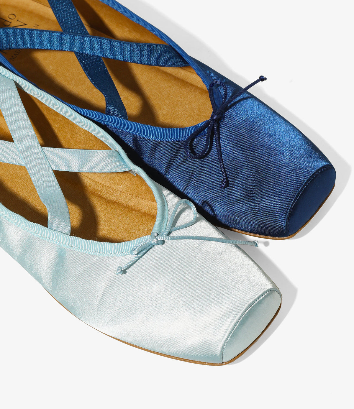 Color Combination Ballet Shoes - Blue - Sateen | Nepenthes America
