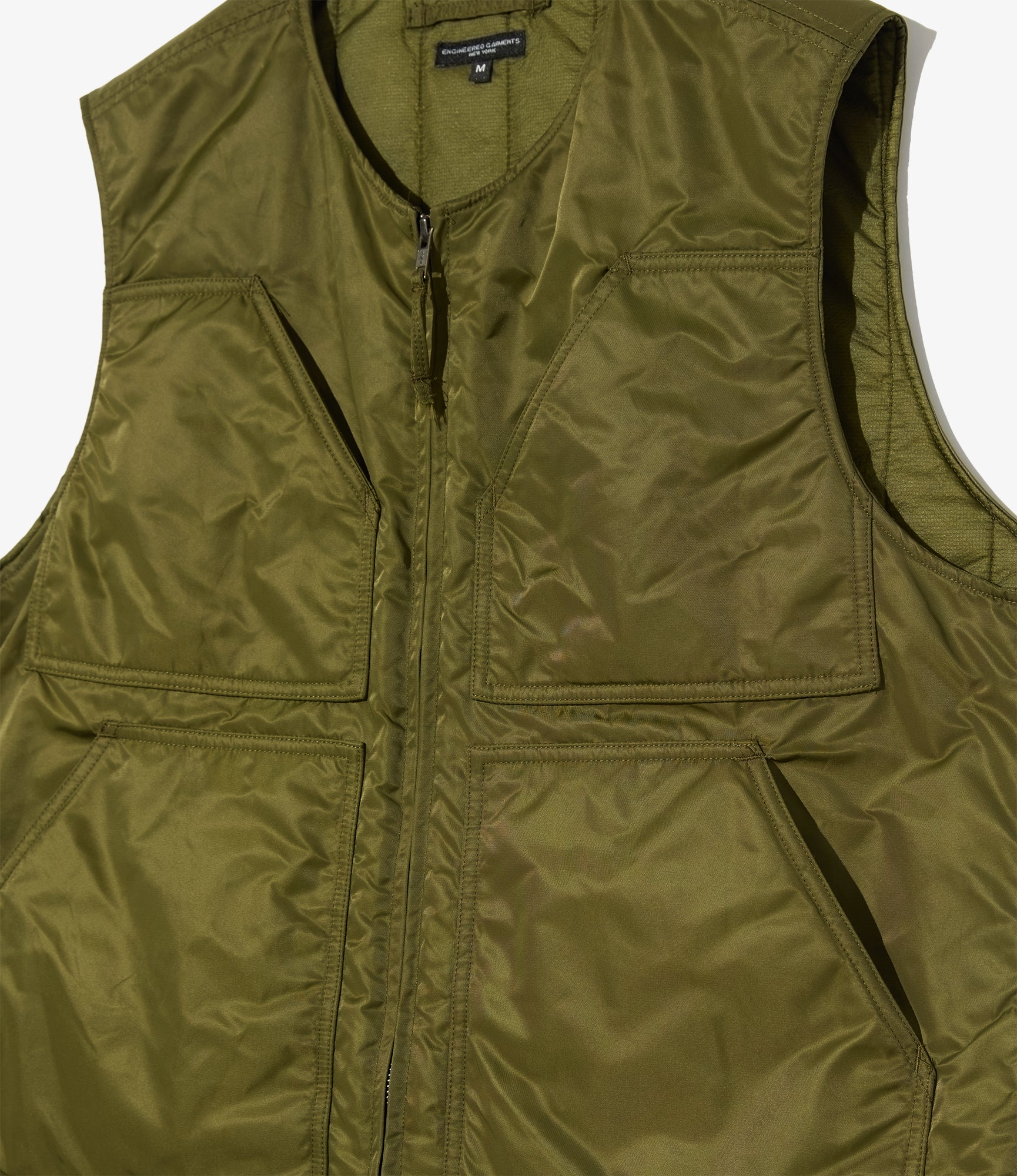 Over Vest - Olive Flight Satin Nylon