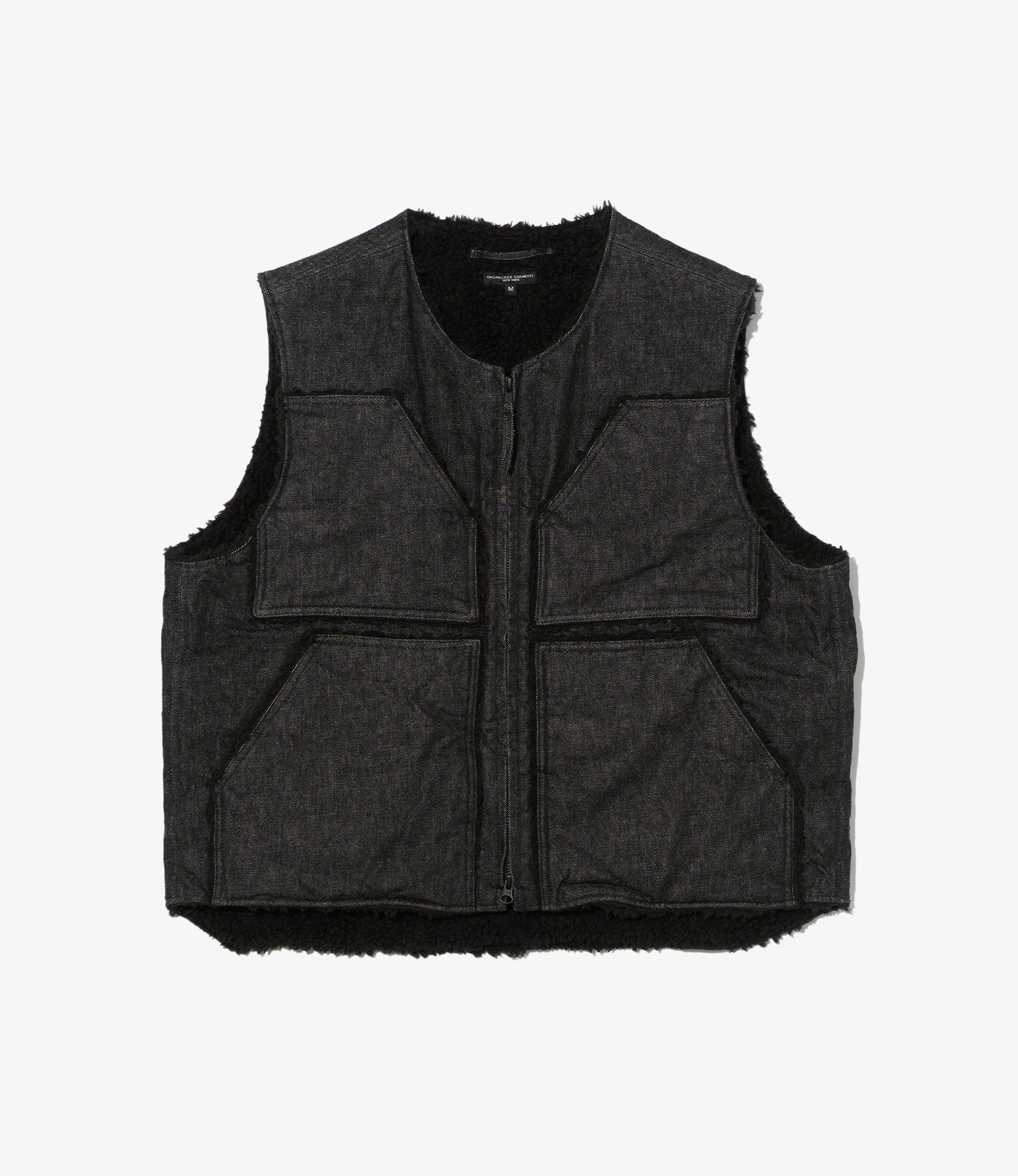 Over Vest - Black Cotton Cone Denim