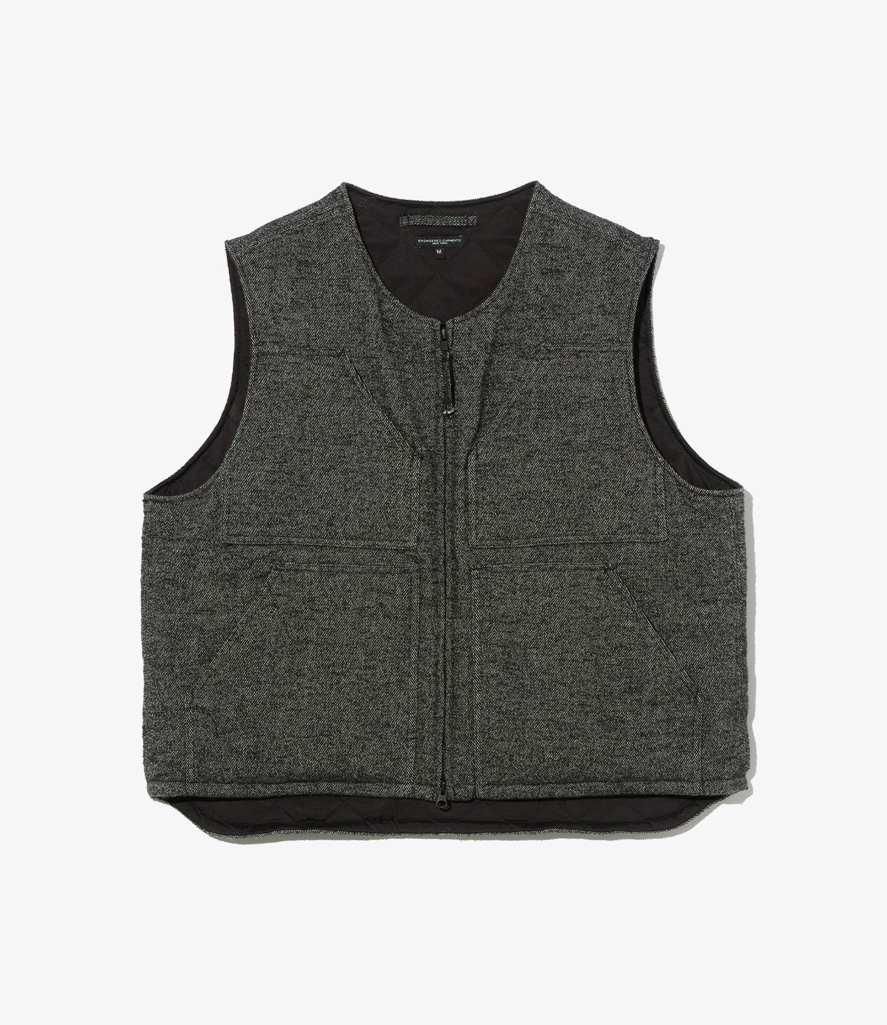 Over Vest - Charcoal Wool Poly Shaggy Twill