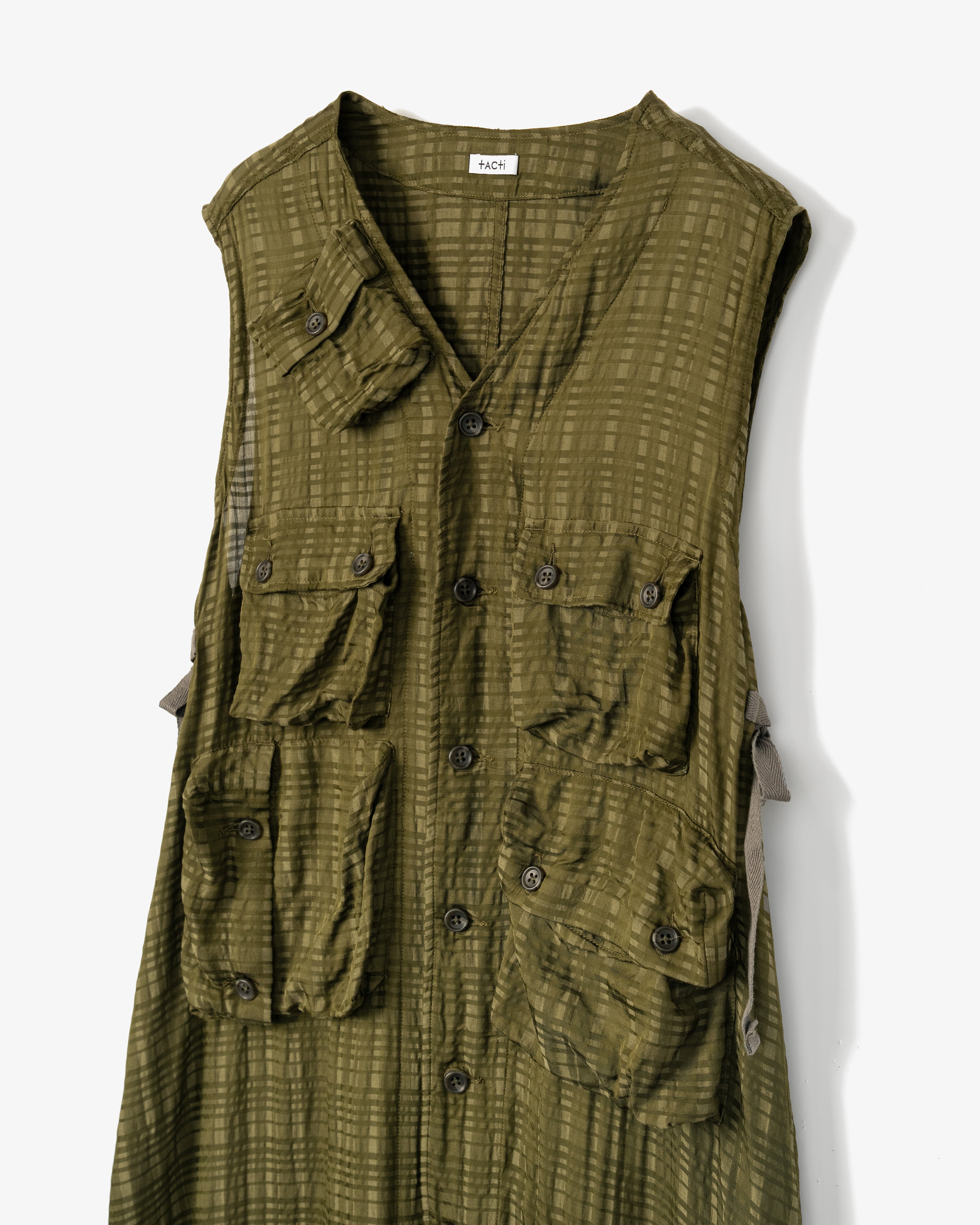 Women's C-1 Dress - Olive Check Rayon Cotton
