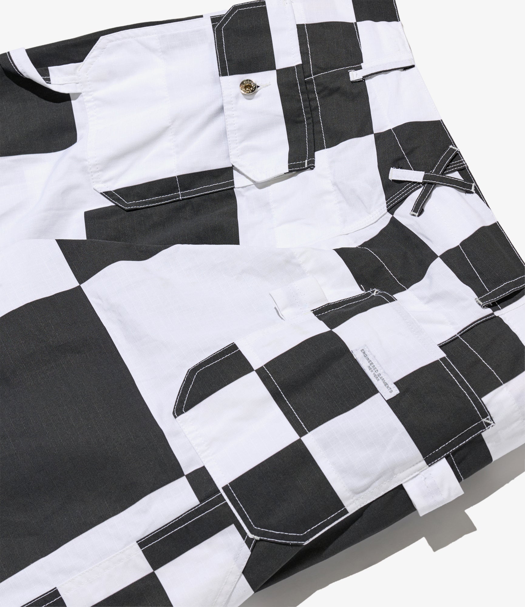 Painter Pant - White/Black Checker Print Cotton Ripstop