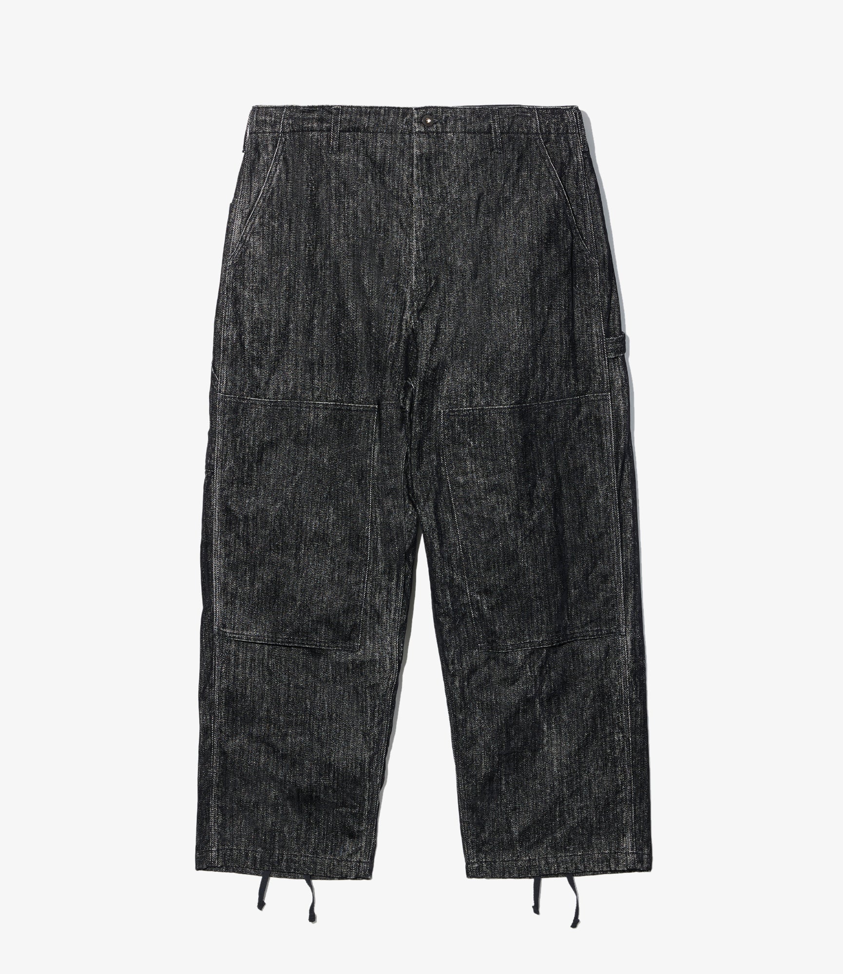 Painter Pant - Black Cotton Flocking Herringbone