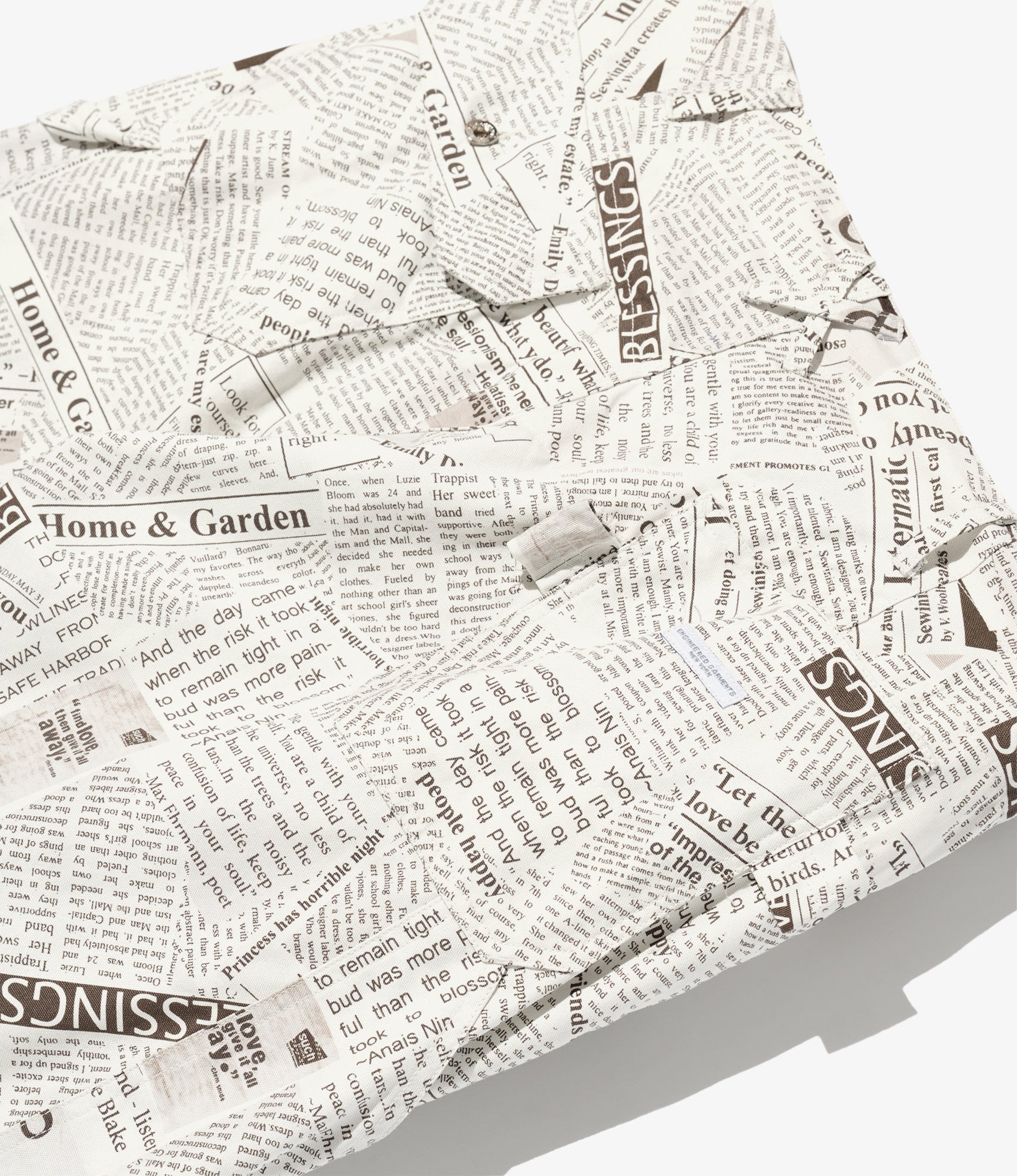 Painter Pant - White Cotton News Paper Print Canvas