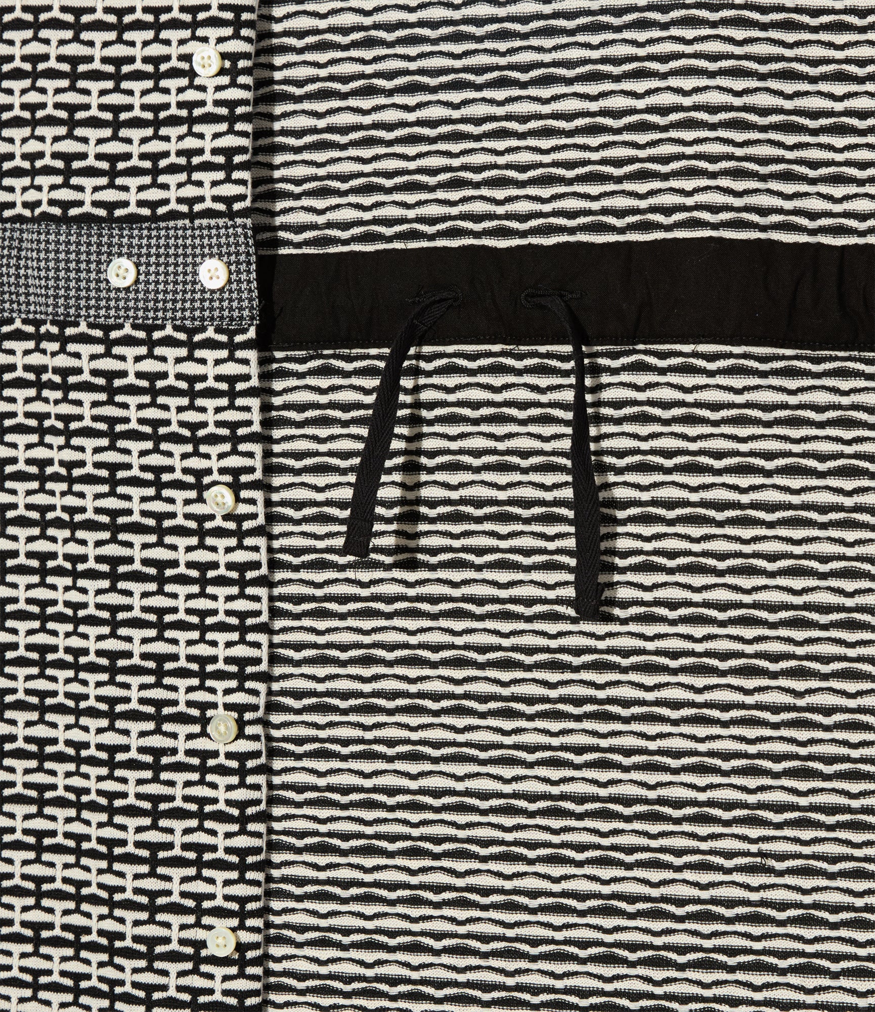Women's Polo Long Dress - Black/White CP Horizontal Knit Jq.