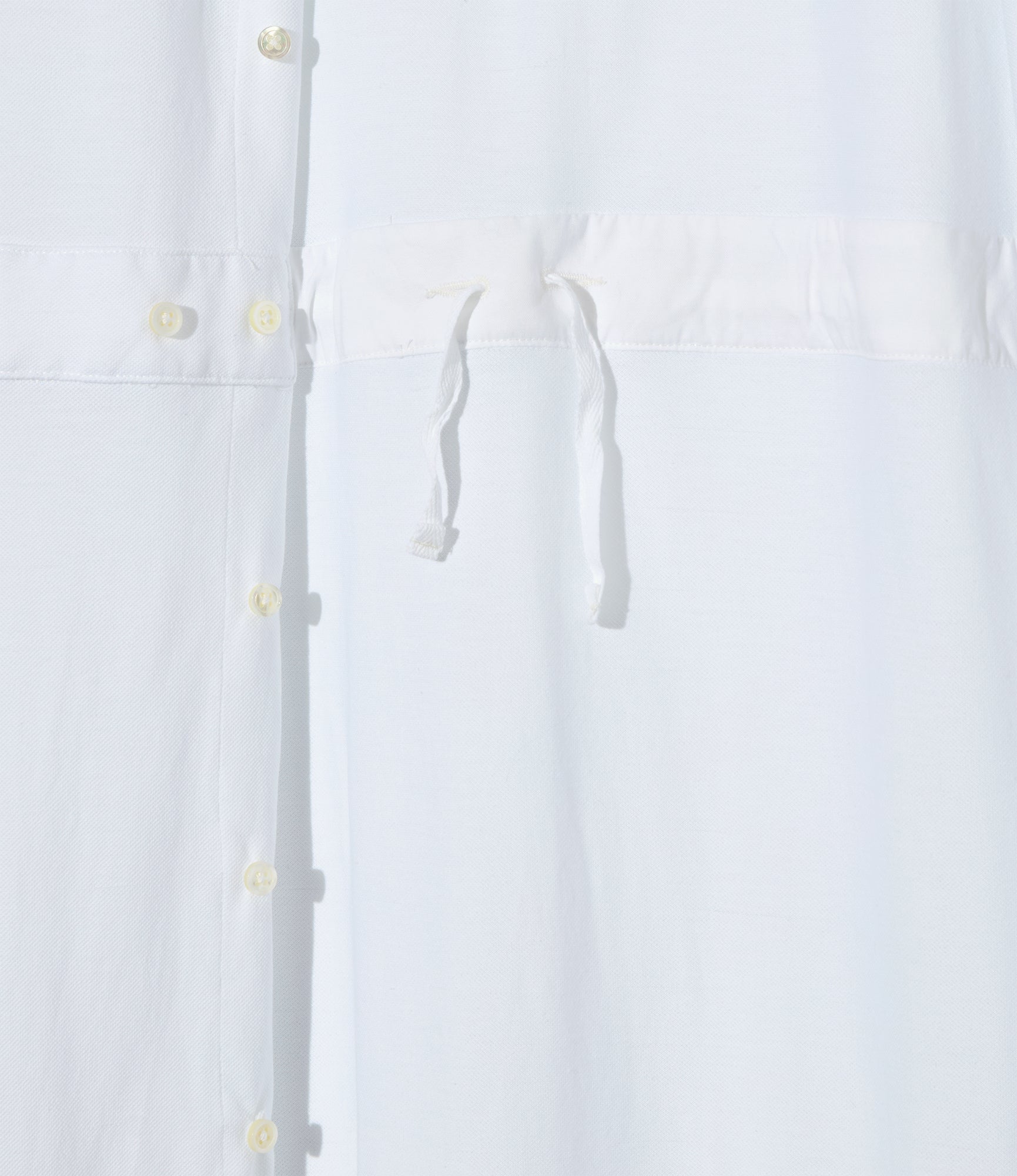 Women's Polo Long Dress - White Cotton Pique