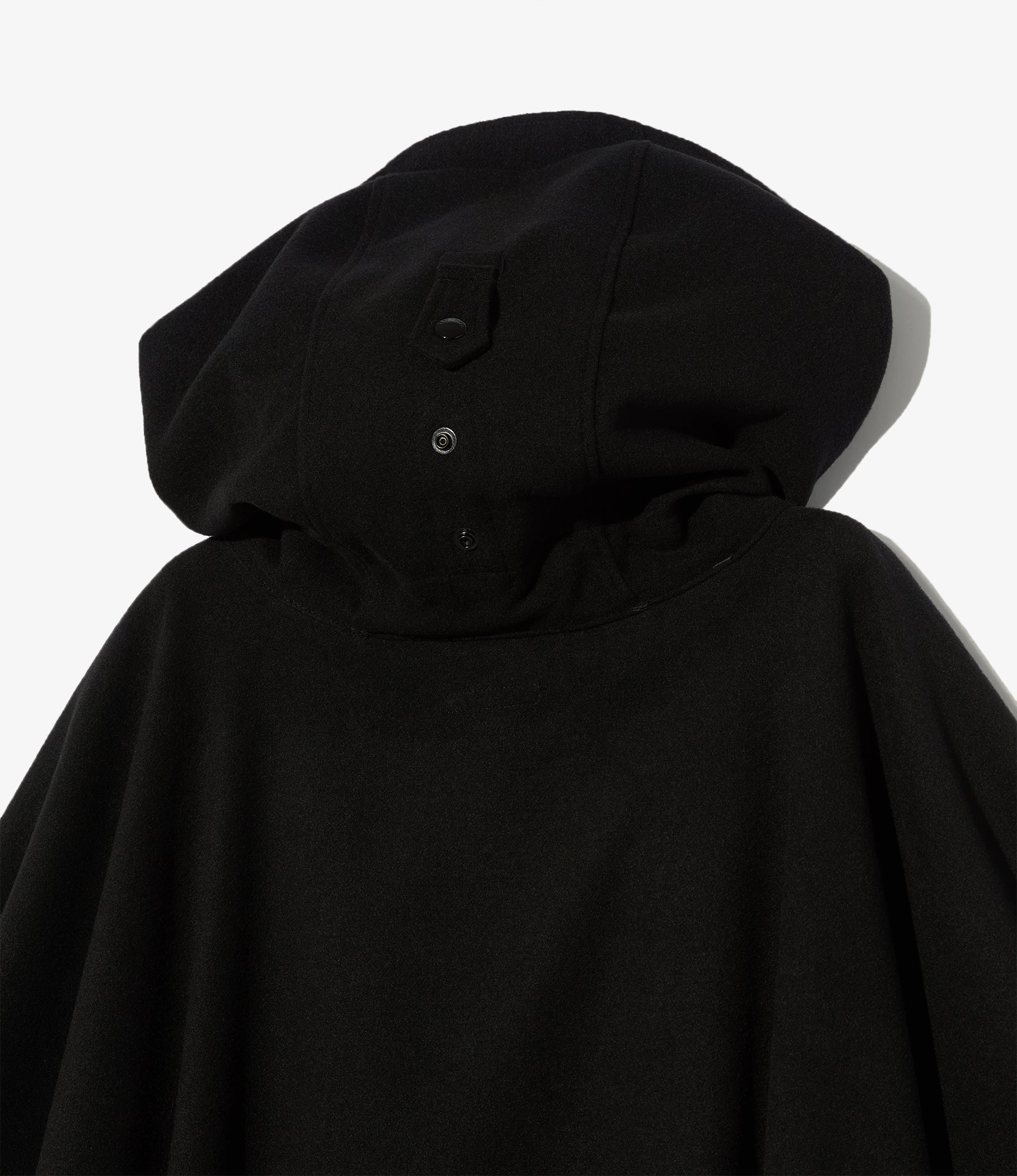 Poncho - Black Polyester Fake Melton