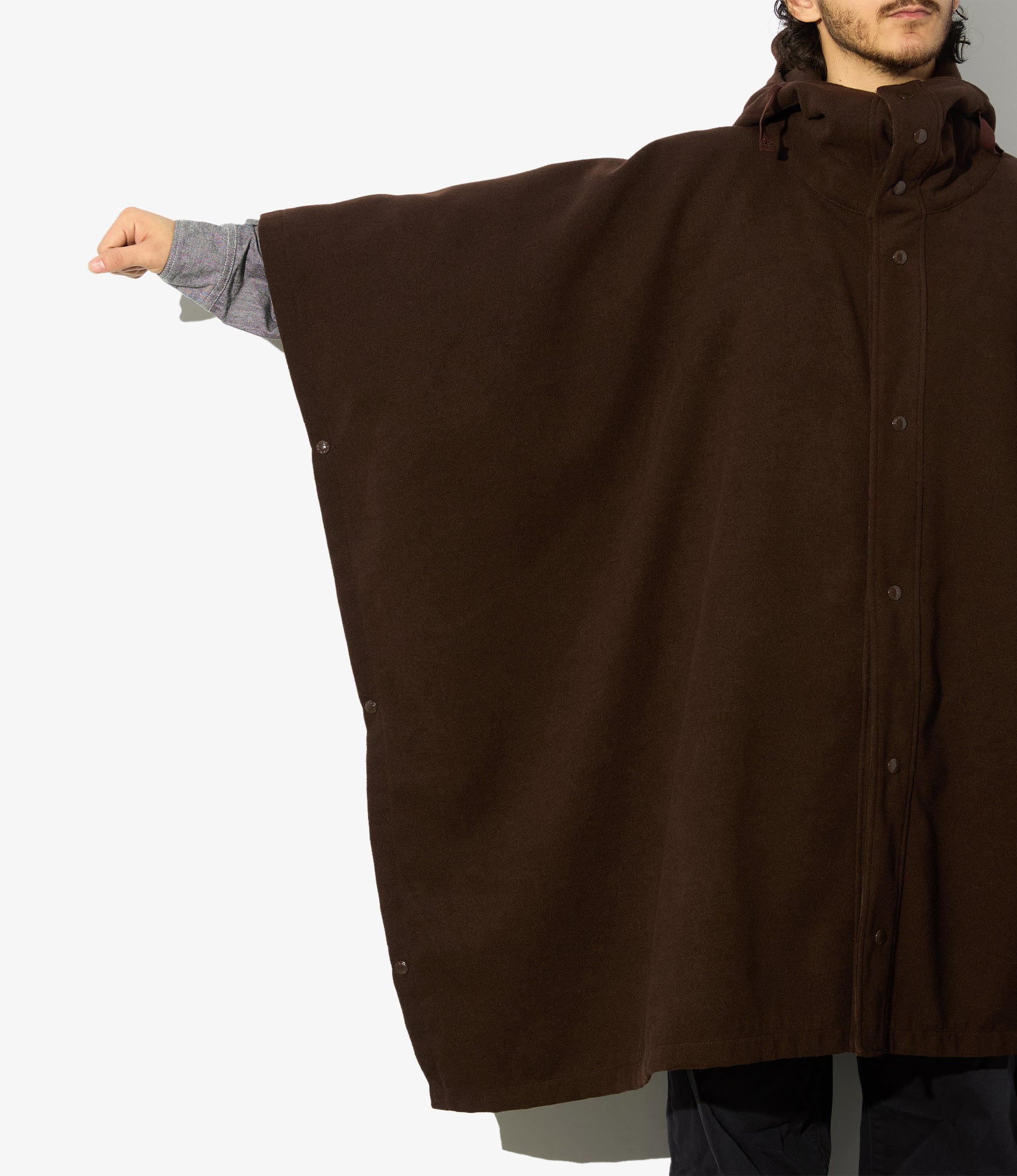 Poncho - Brown Polyester Fake Melton