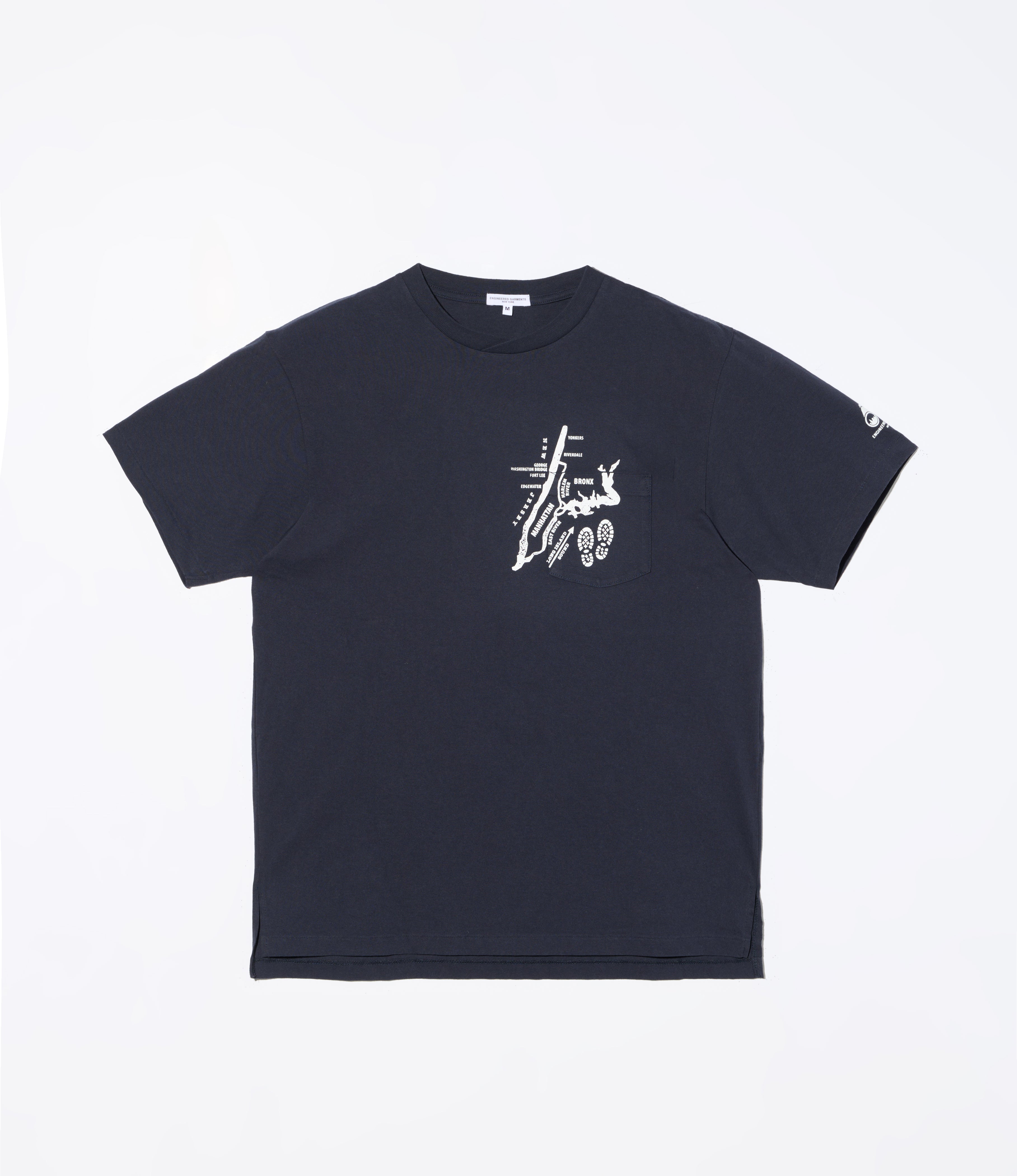 Printed Cross Crew Neck T-Shirt - Navy - Map