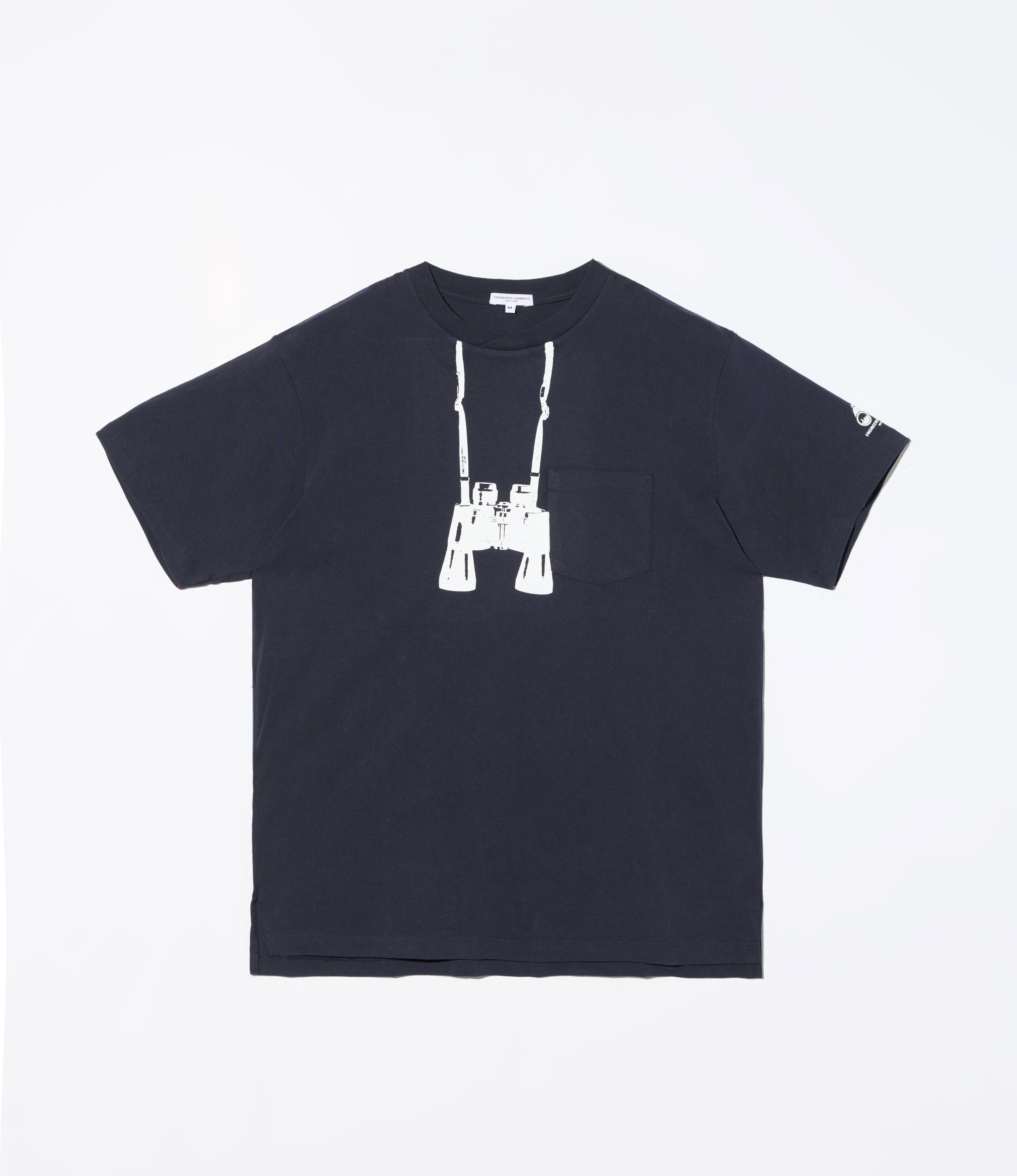 Printed Cross Crew Neck T-Shirt - Navy - Binocular
