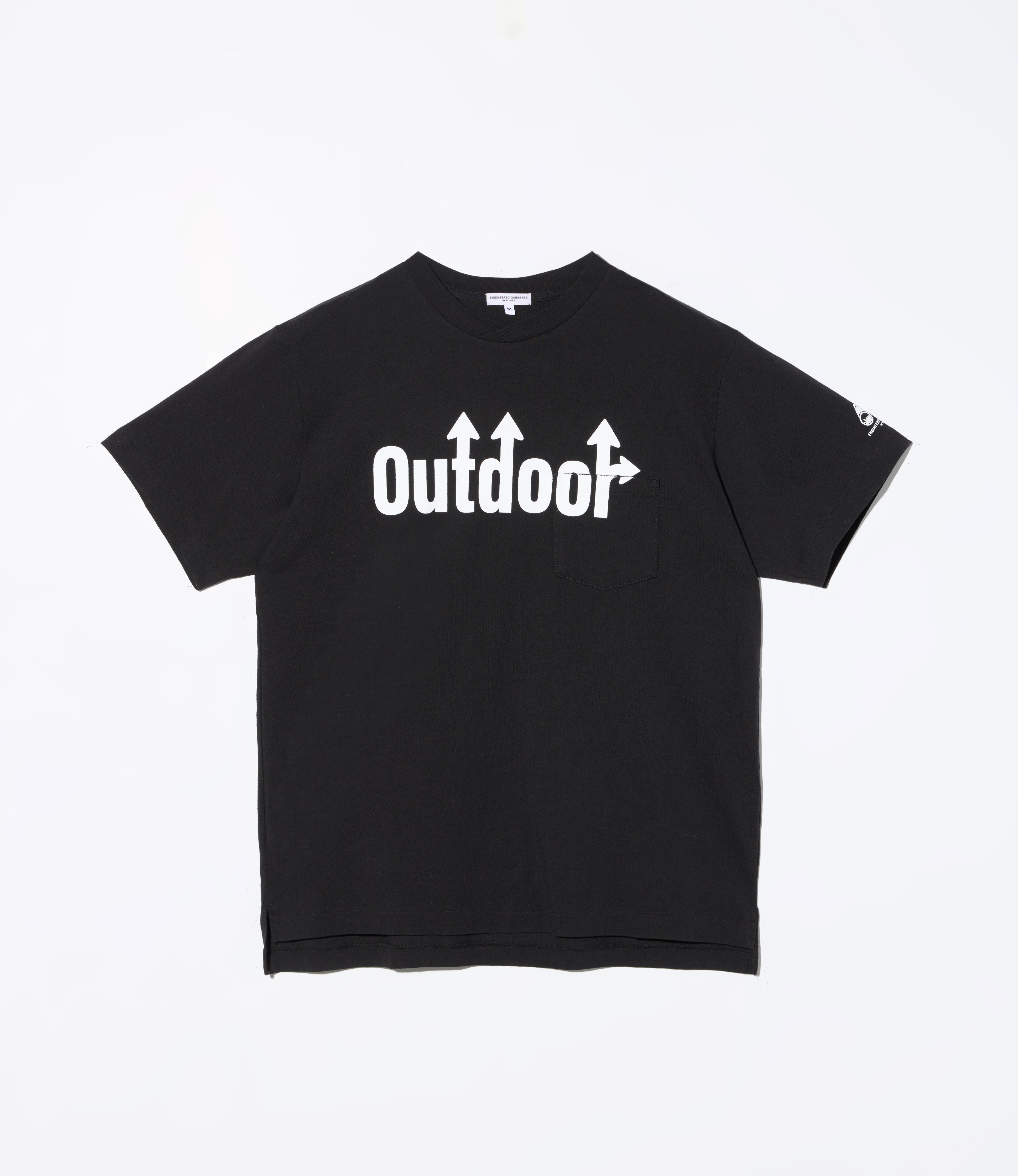 Printed Cross Crew Neck T-Shirt - Black - Outdoor