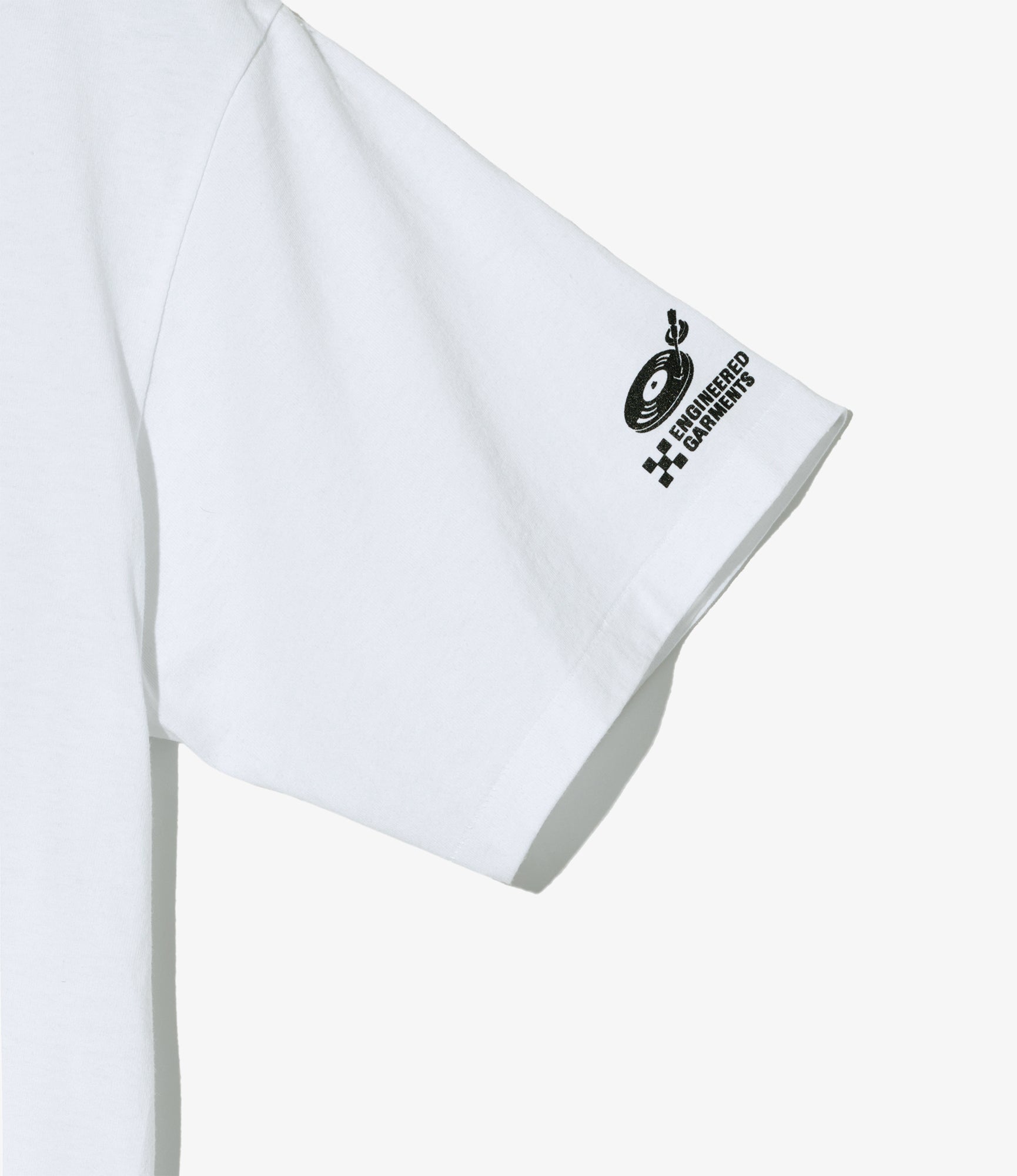 Printed Cross Crew Neck T-Shirt - White - Flower