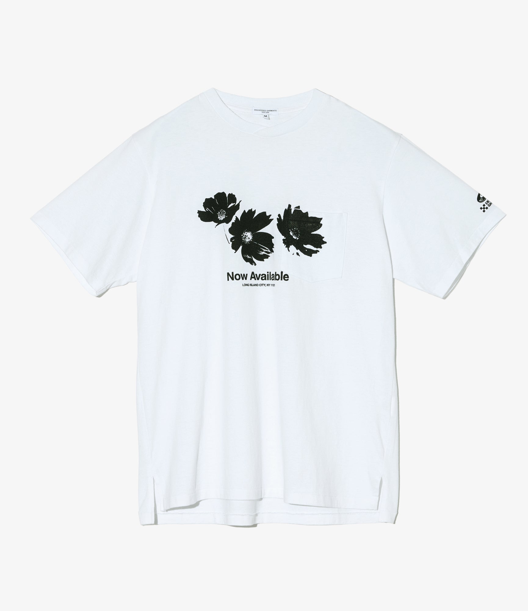 Printed Cross Crew Neck T-Shirt - White - Flower