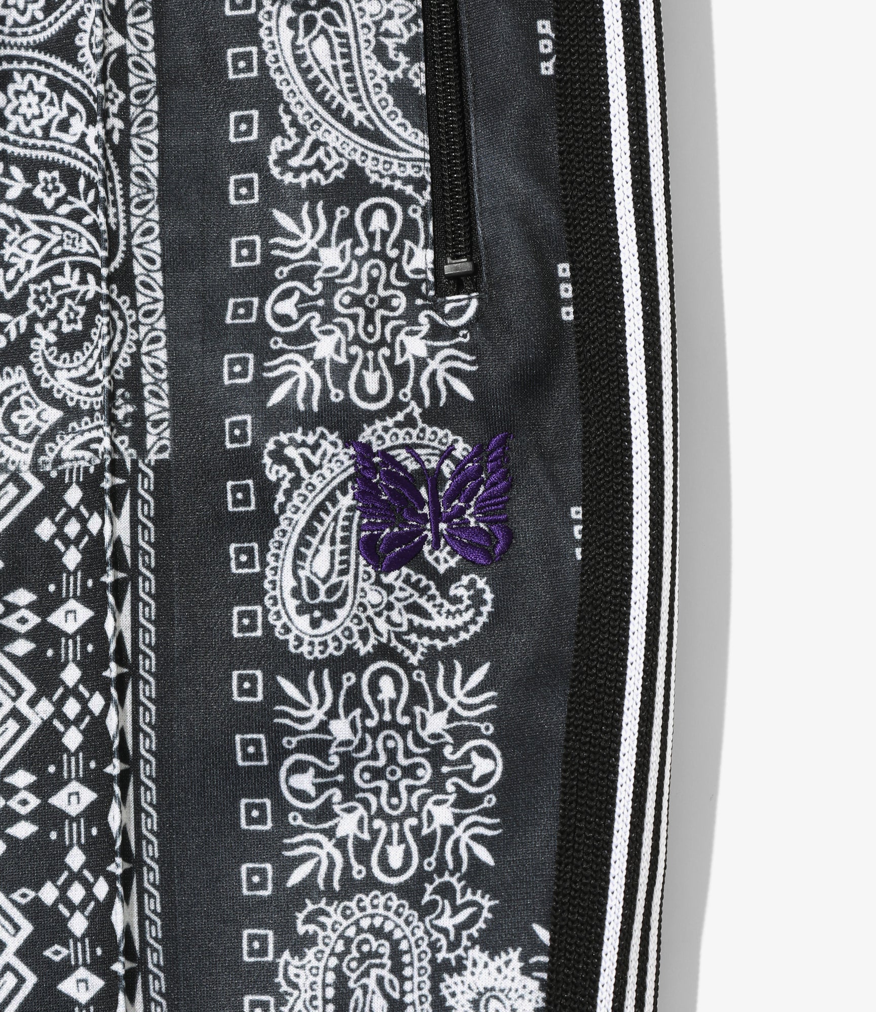 Needles x MIYAGIHIDETAKA - Boot-Cut Track Pant - Black - Bandana Print