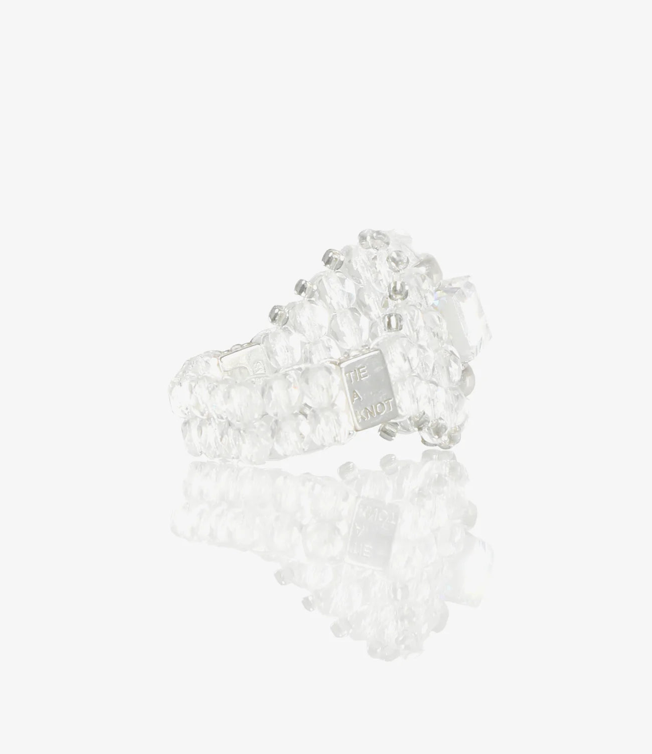 Needles x Tie A Knot - Square Crystal Beads Ring - Clear/Clear