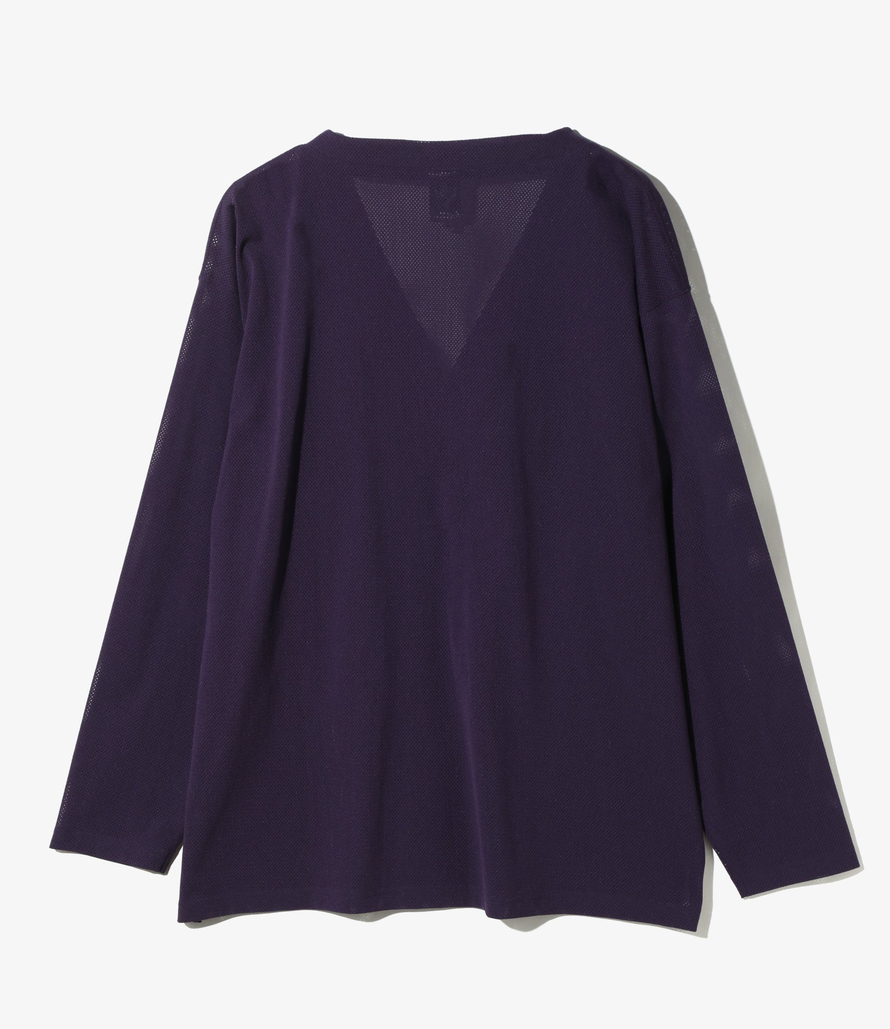 V-Neck Cardigan - Dk. Purple - Knit Mesh