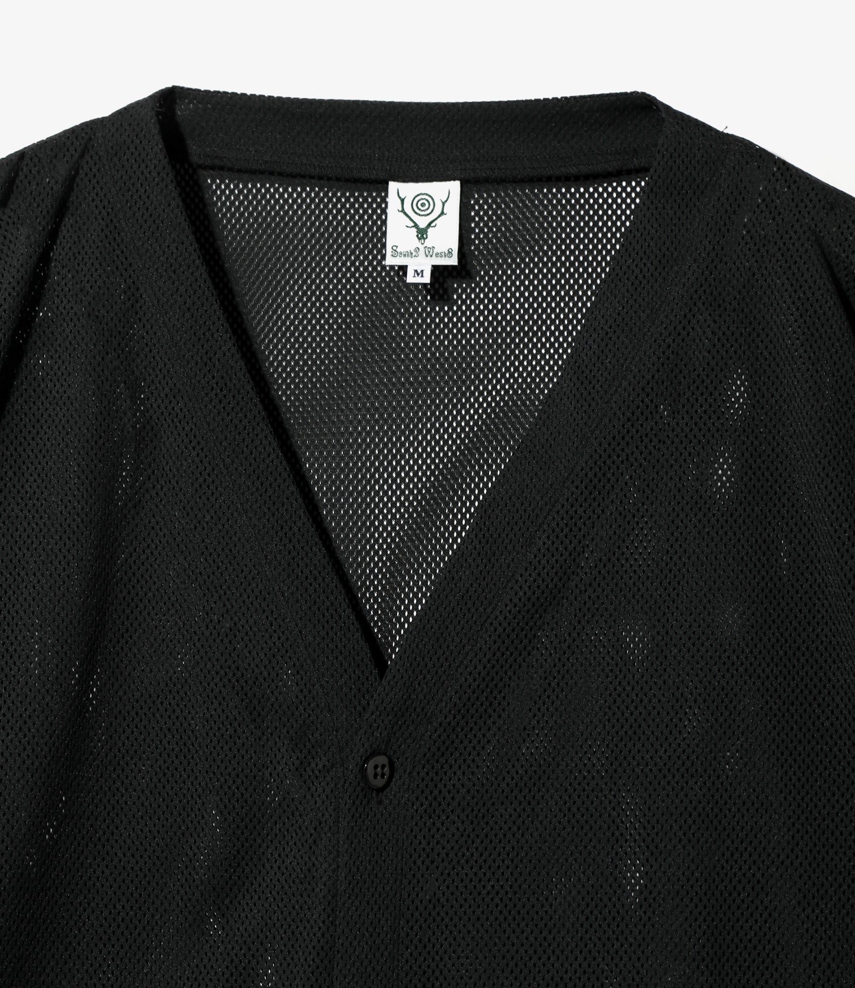 V-Neck Cardigan - Black - Knit Mesh