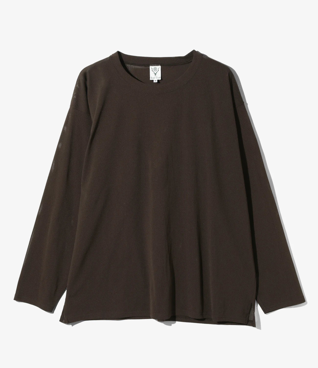 L/S Crew Neck Shirt - Dk. Brown - Knit Mesh