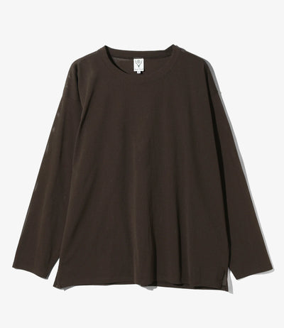 トップス South2 West8 L/S Crew Neck - Knit Mesh South2 West8 - L/S Crew Neck Shirt - Dk. Brown - Knit Mesh