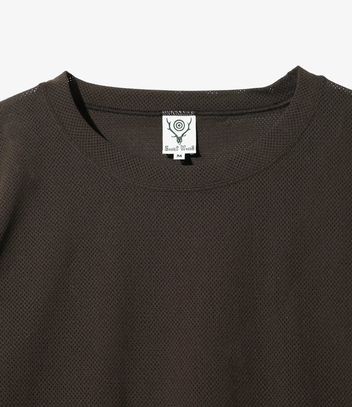 South2 West8 - L/S Crew Neck Shirt - Dk. Brown - Knit Mesh