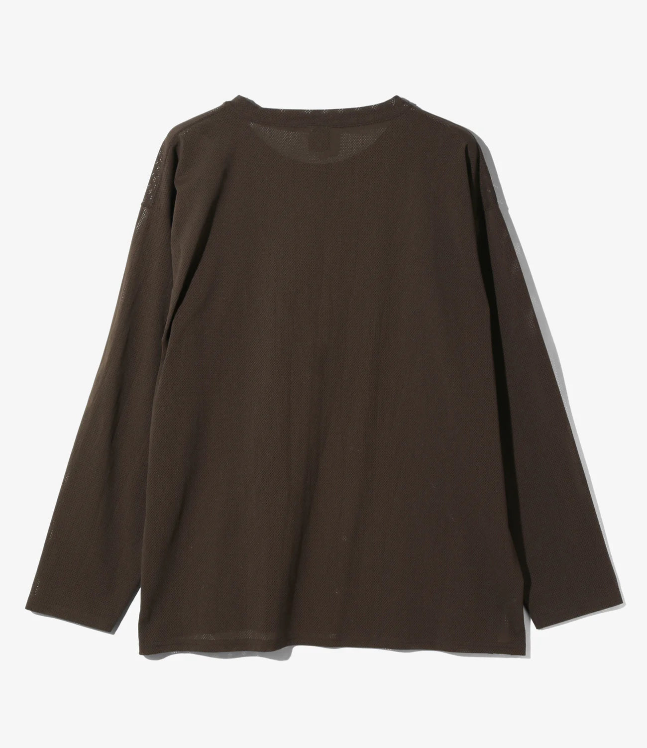 L/S Crew Neck Shirt - Dk. Brown - Knit Mesh