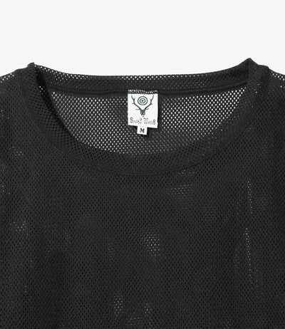 South2 West8 - L/S Crew Neck Shirt - Black - Knit Mesh | Nepenthes