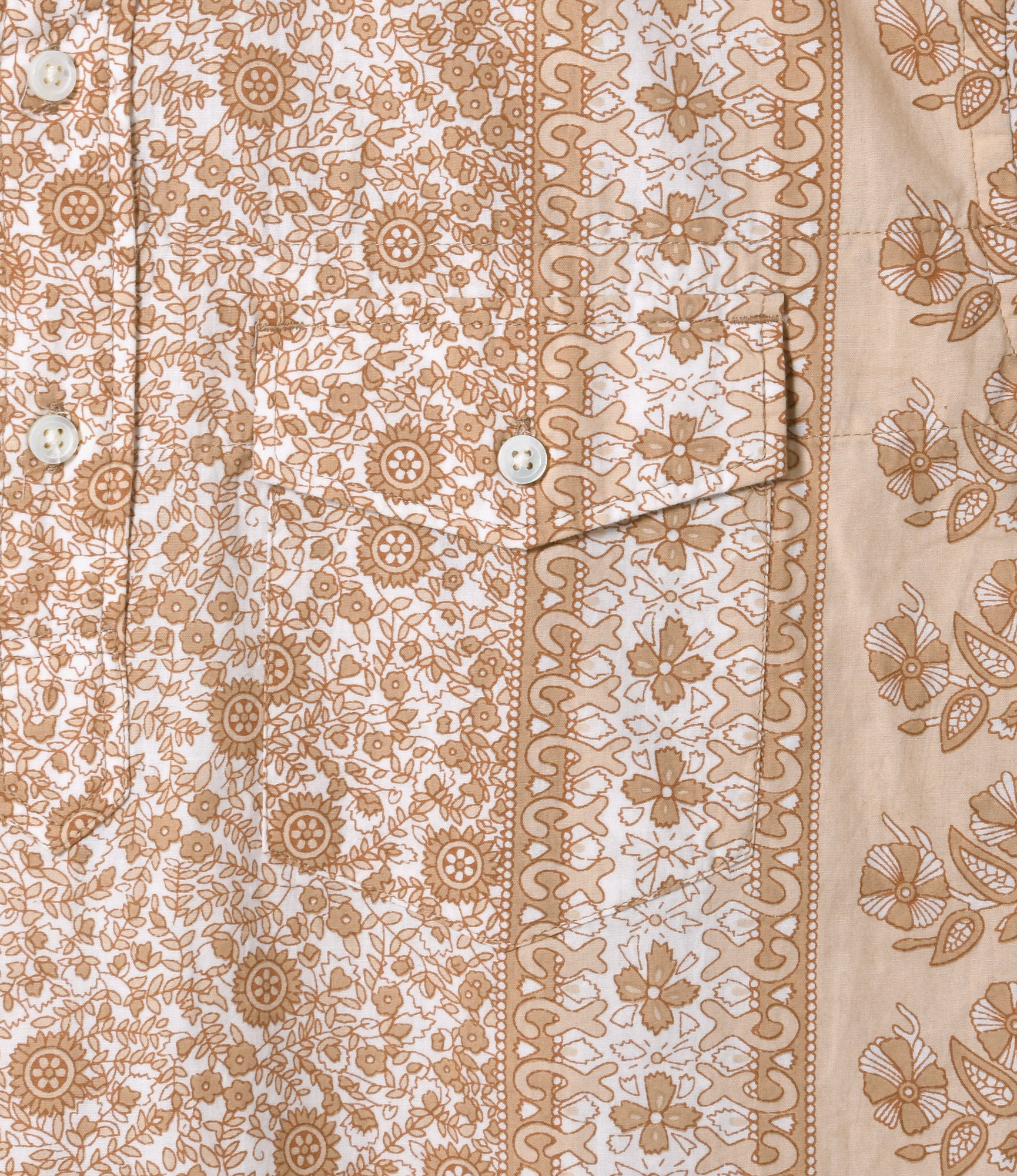 Popover BD Shirt - Khaki Cotton Floral Stripe