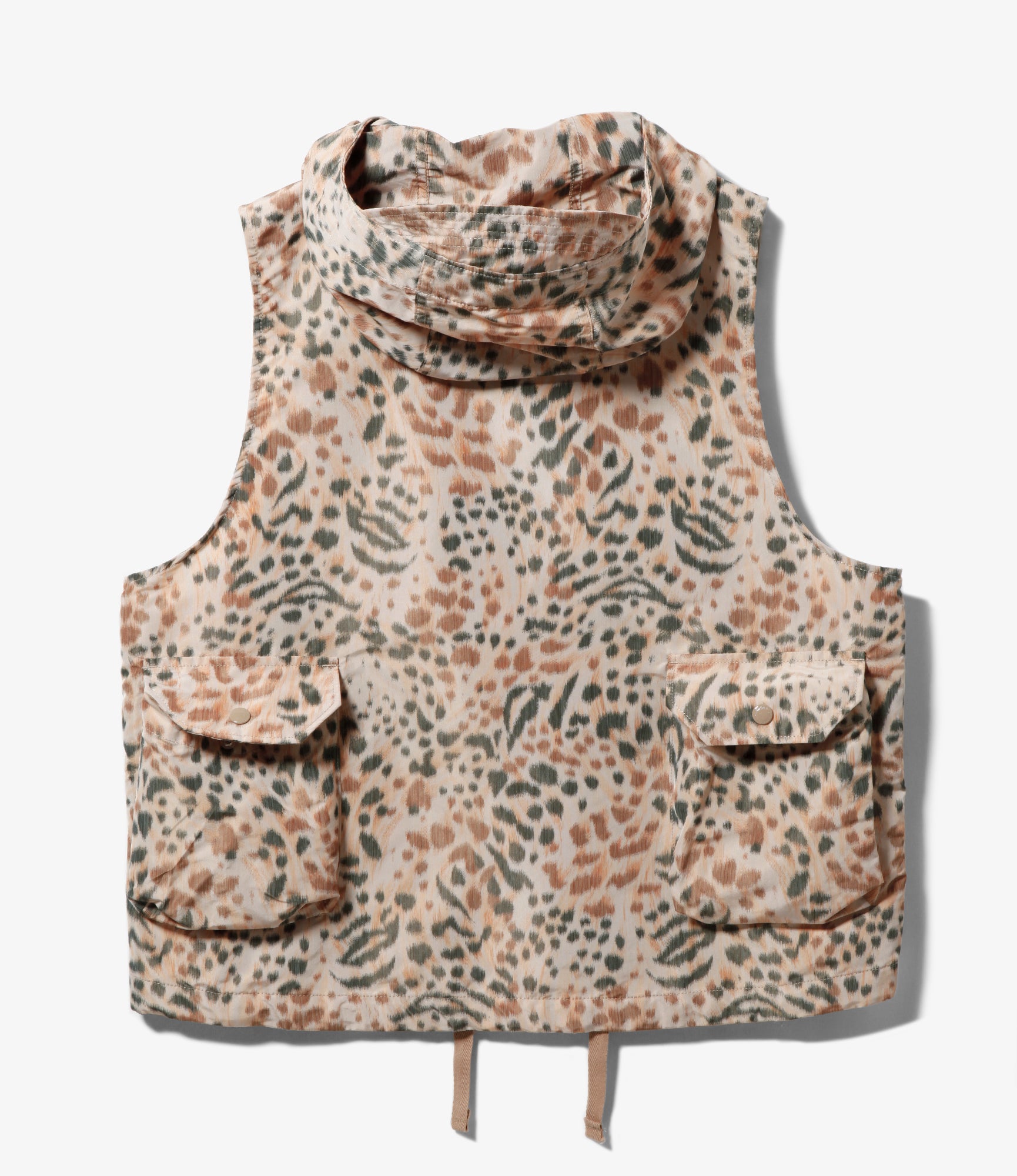 Field Vest - Brown Polyester Leopard Print