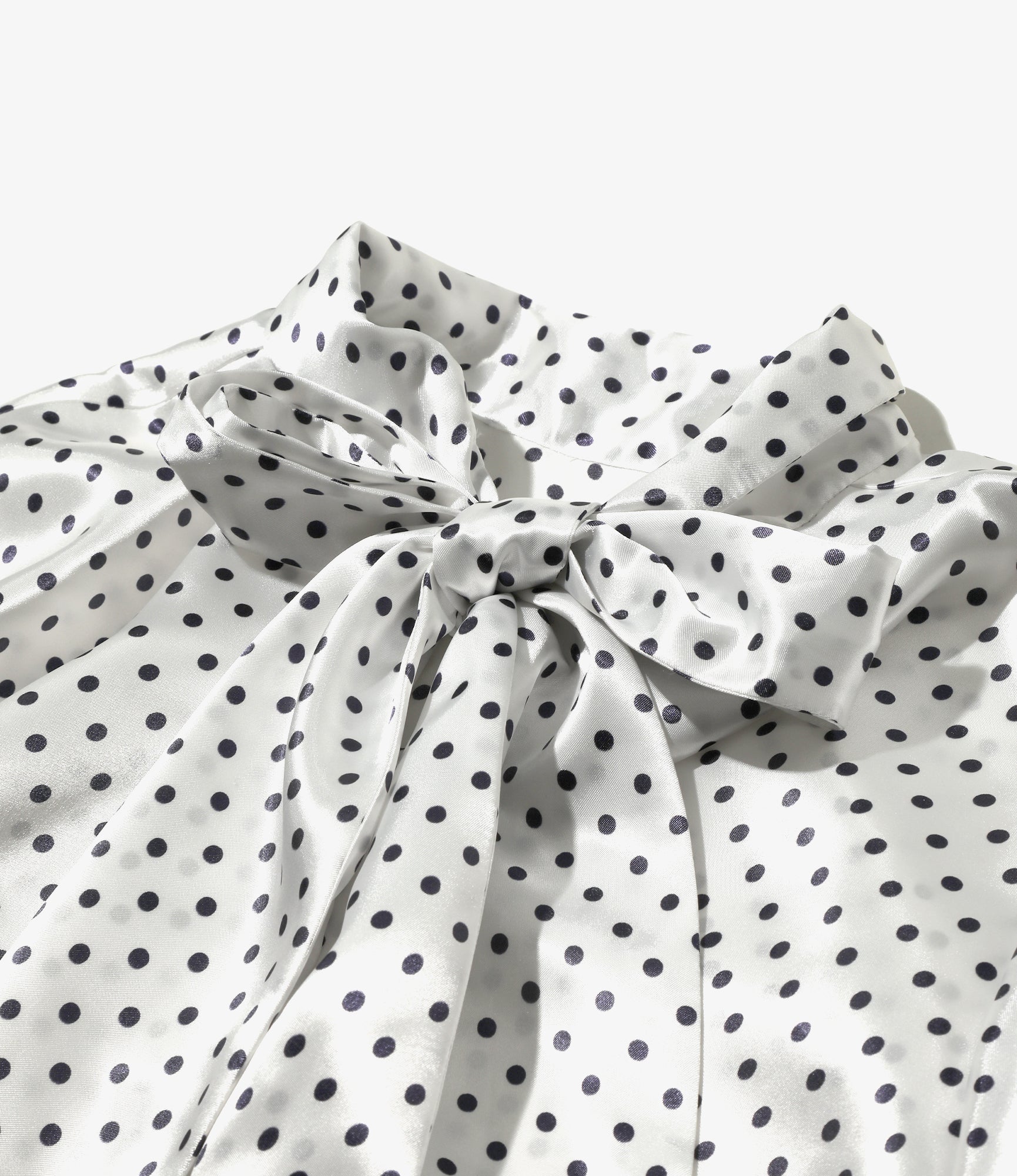 Bow Blouse - White - Polka Dots Sateen