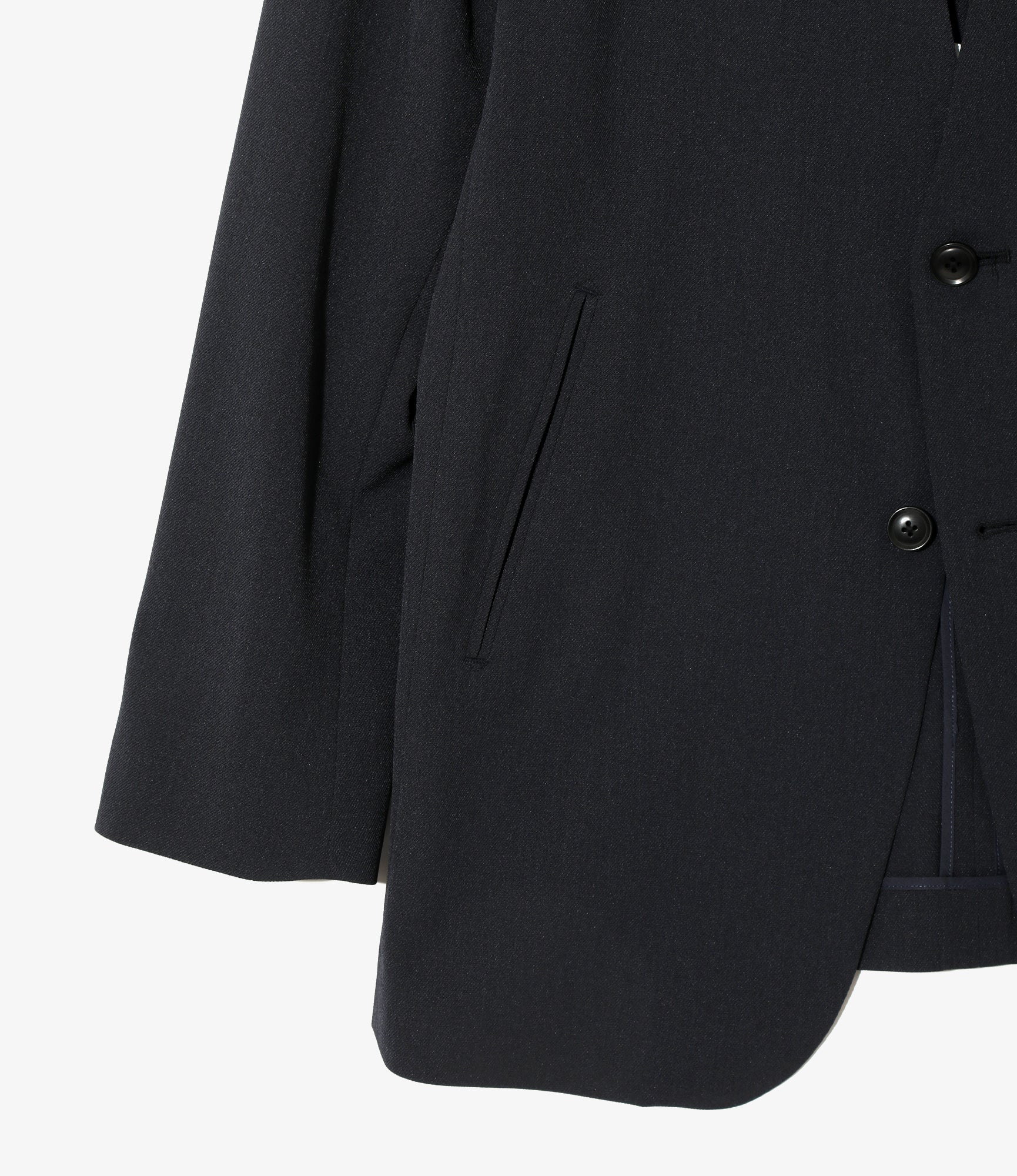 No Collar 2B Jacket - Navy - Poly Twill