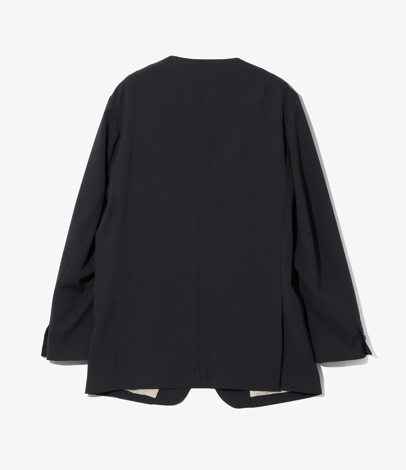 No Collar 2B Jacket - Navy - Poly Twill