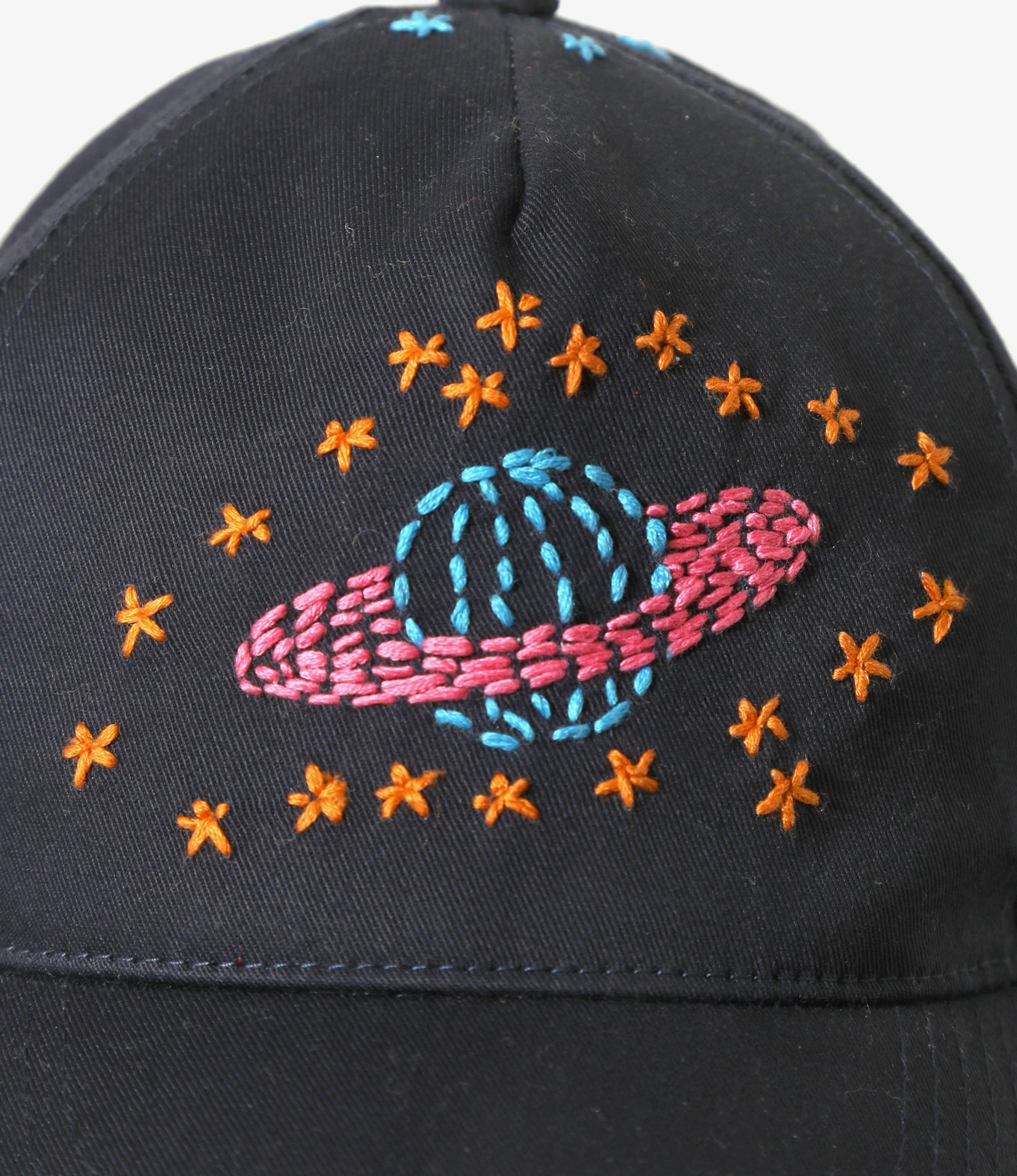 Embroidered Cap - Navy - Saturn & Moon