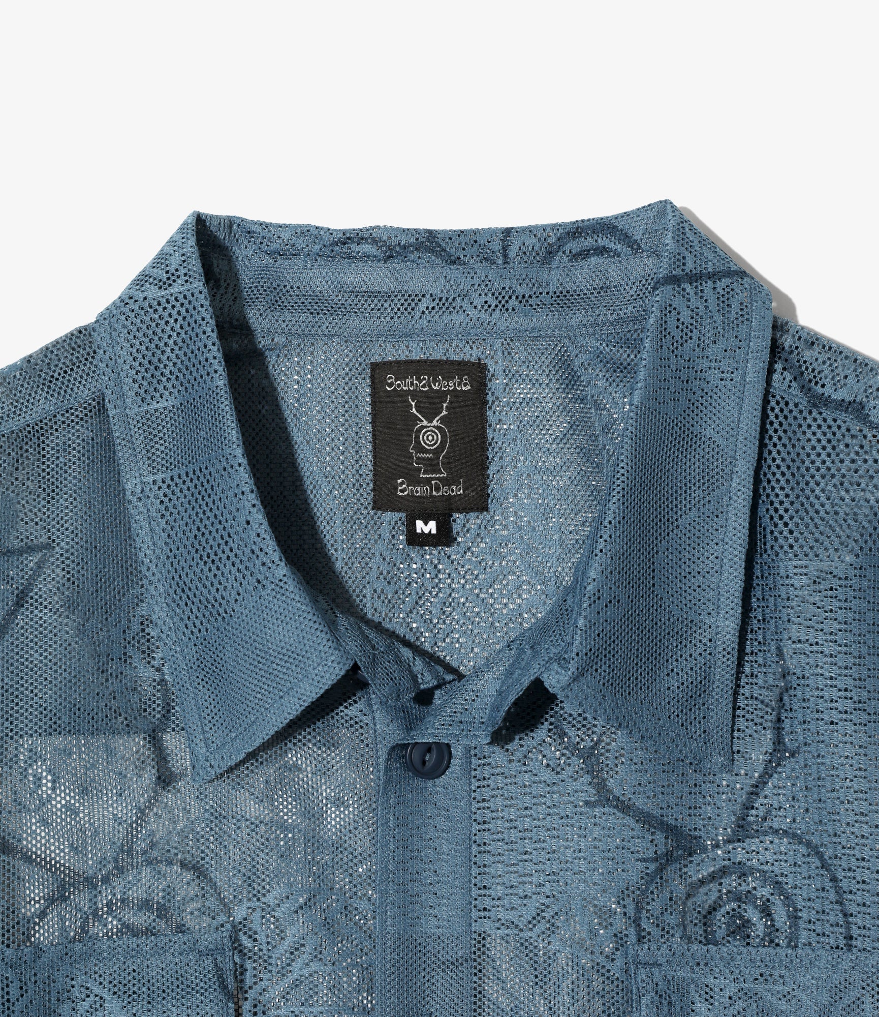 S2W8 x Brain Dead - Engineered Mesh Fishing Button Up Shirt - Slate