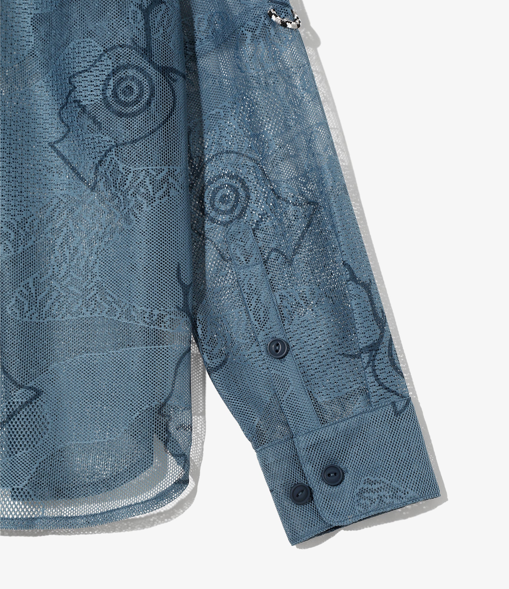 S2W8 x Brain Dead - Engineered Mesh Fishing Button Up Shirt - Slate