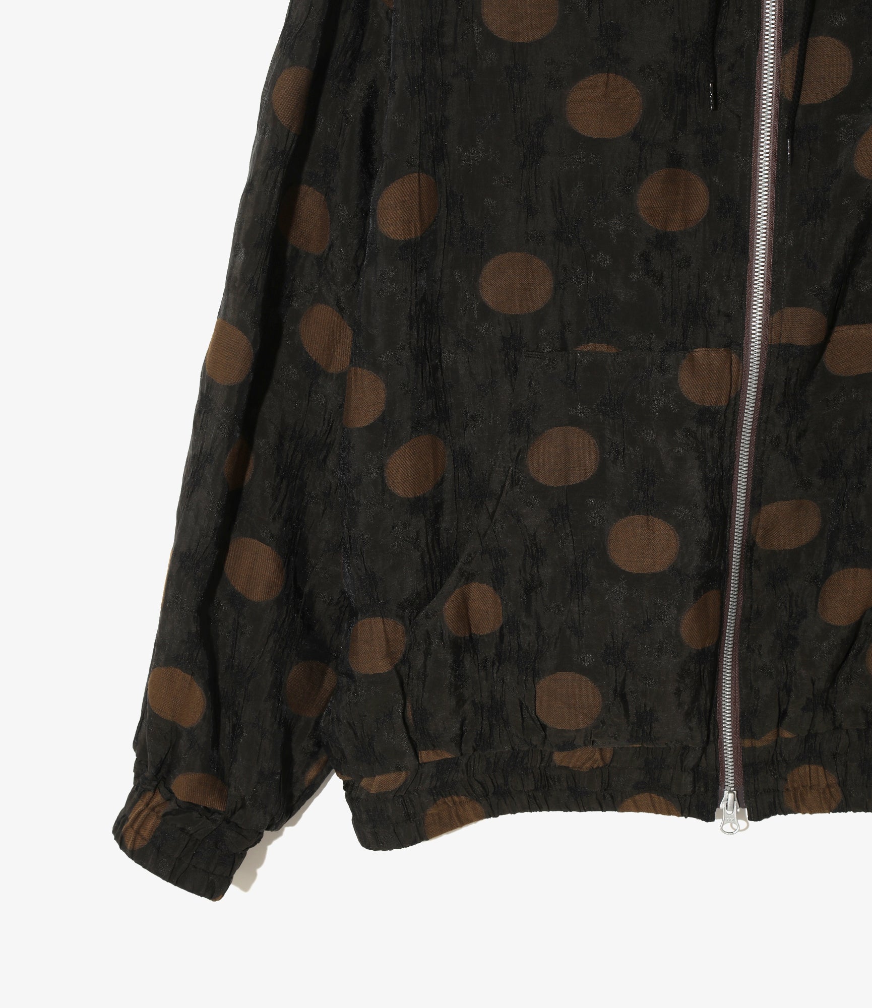 Zipped Work Hoody - Brown - Shrunken Jacquard / Polka Dots