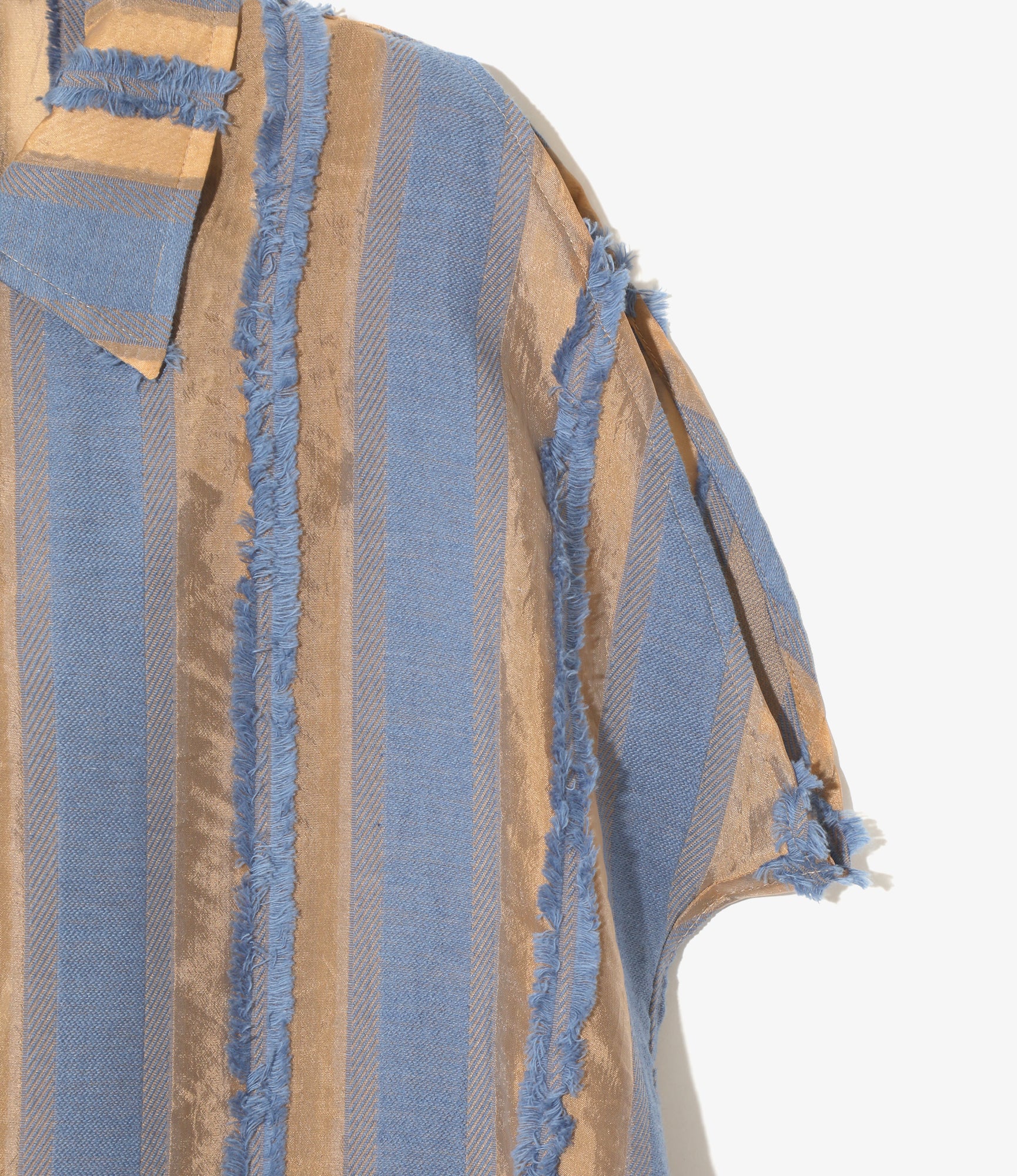 Sleeveless Dress - Beige/Blue - Stripe Cut Jacquard