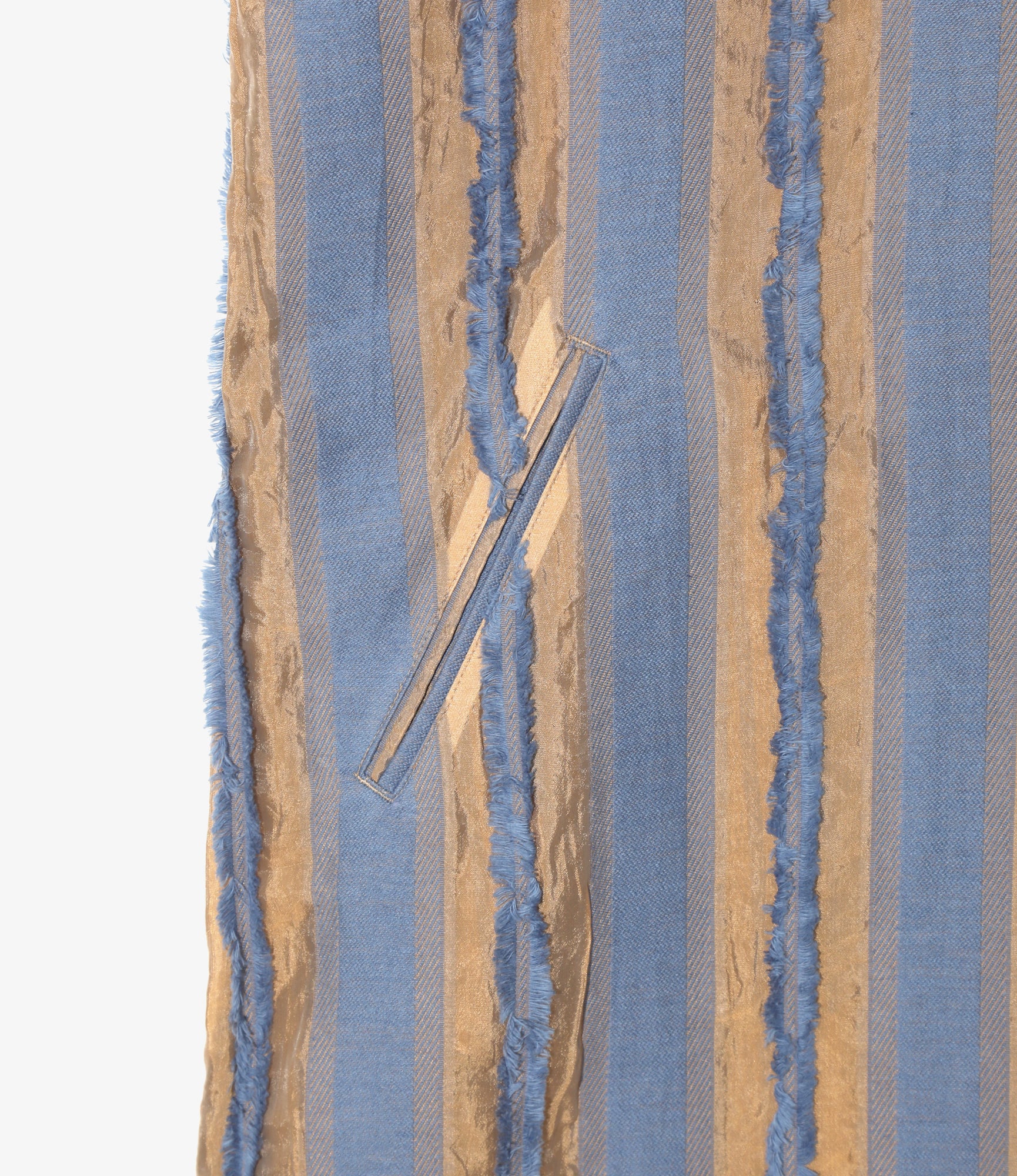 Sleeveless Dress - Beige/Blue - Stripe Cut Jacquard